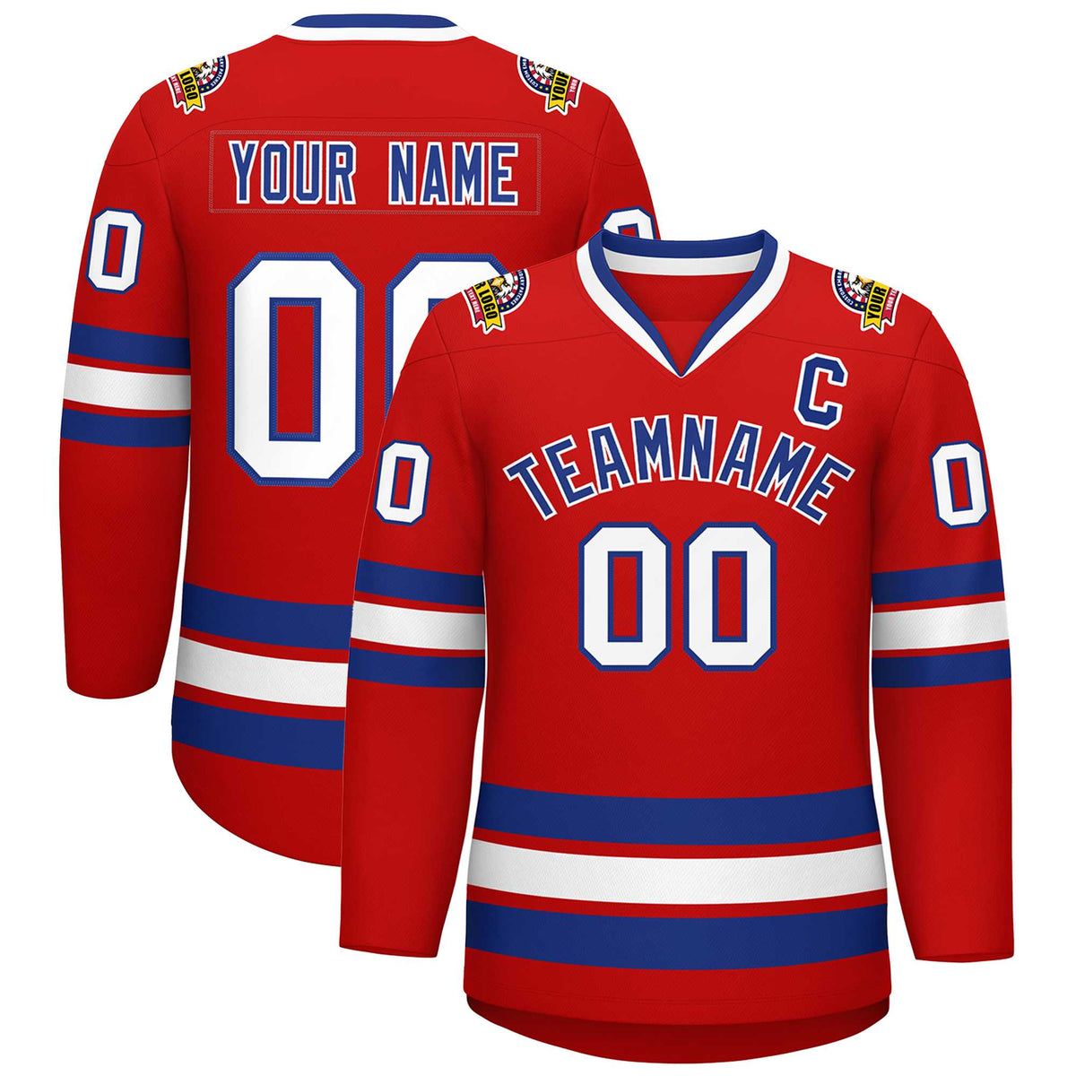 Custom Red Royal-White Classic Style Hockey Jersey | KXKSHOP