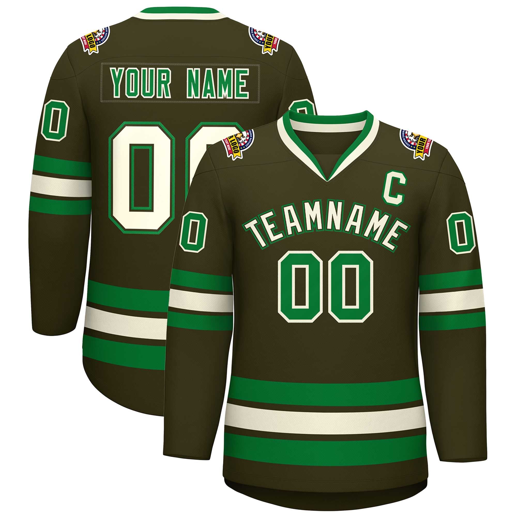 Custom Olive Khaki Olive-Kelly Green Classic Style Hockey Jersey | KXKSHOP