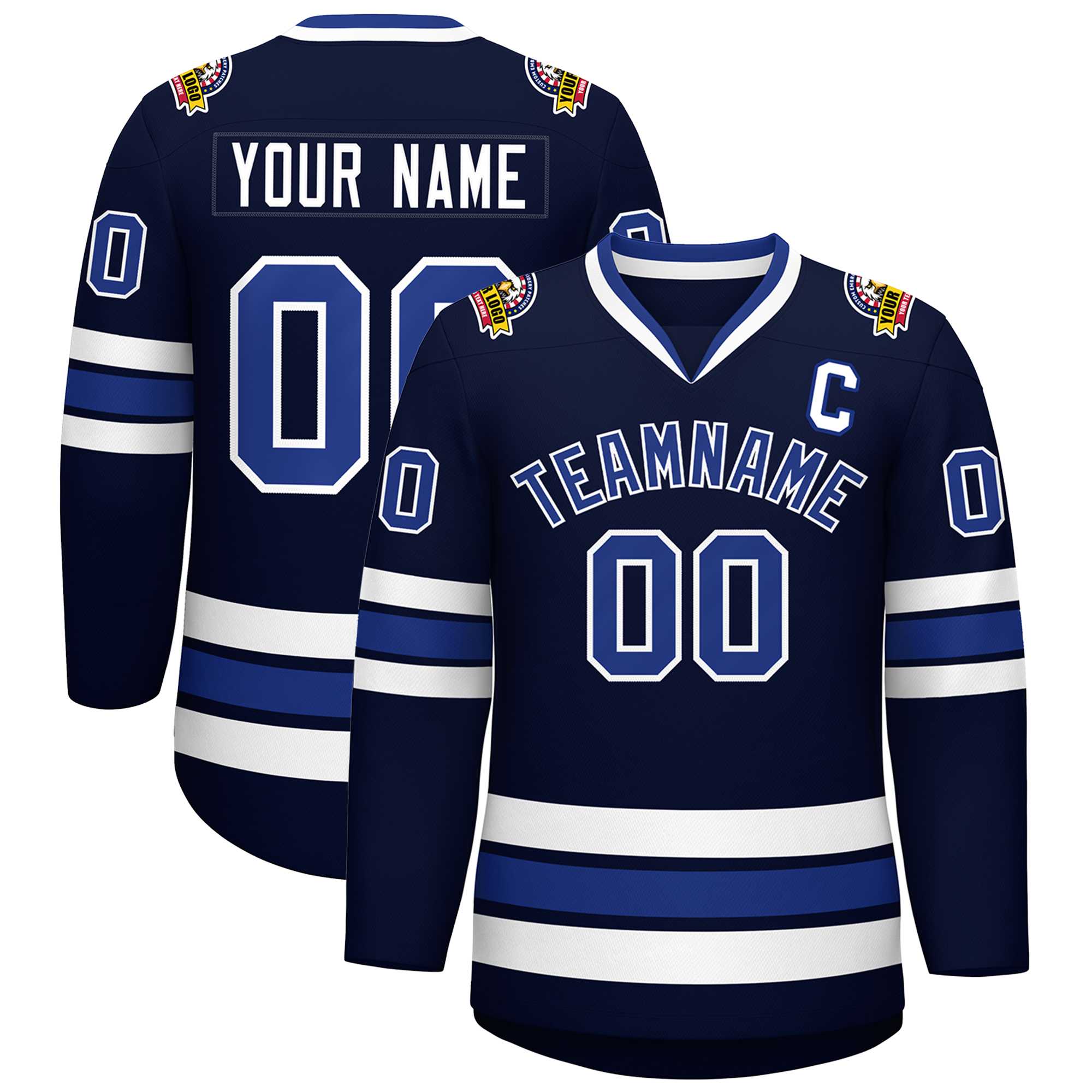 Custom Navy Royal-White Classic Style Hockey Jersey | KXKSHOP