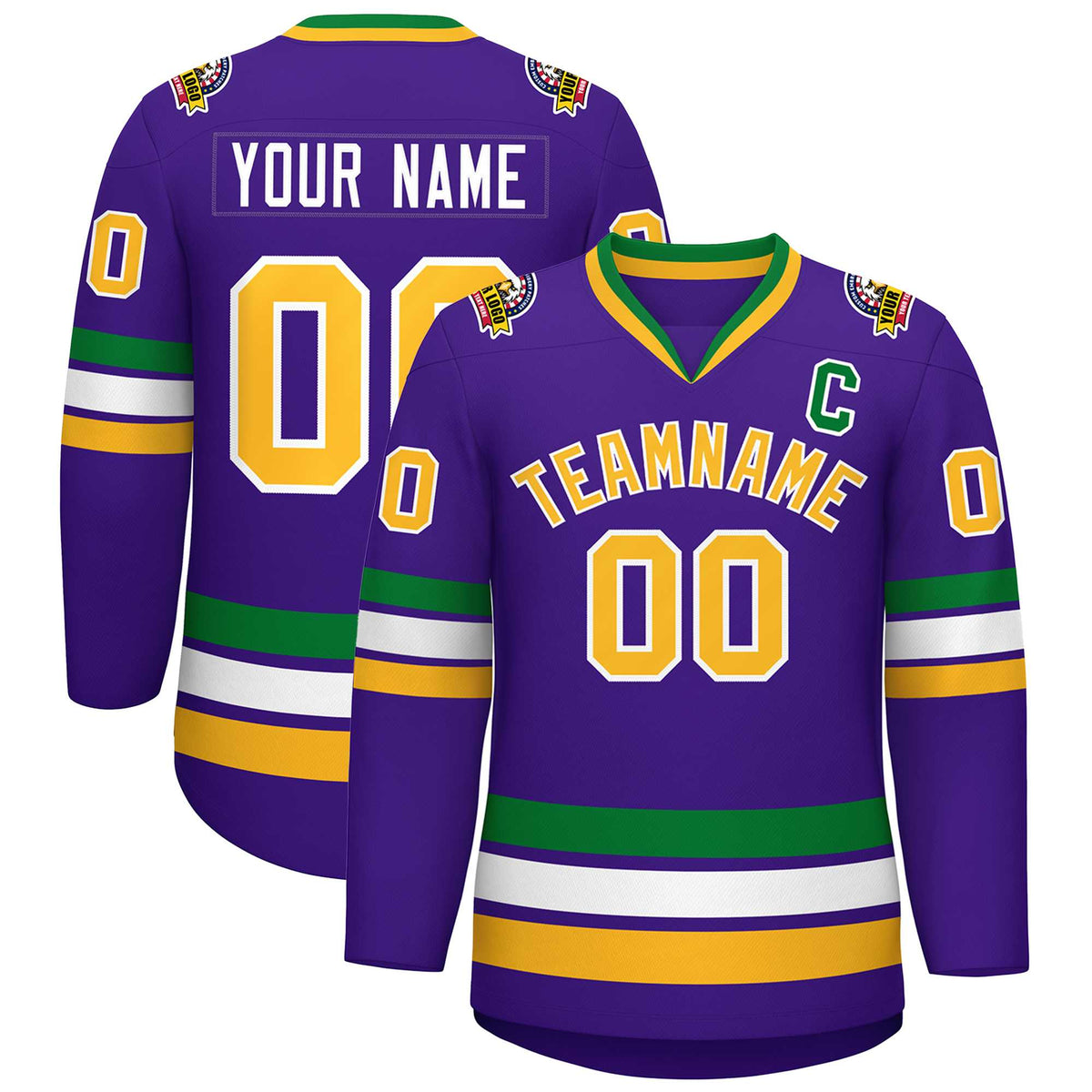 Custom Purple Gold-White Classic Style Hockey Jersey | KXKSHOP