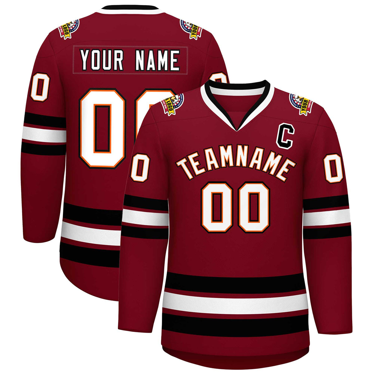 Custom Crimson White Orange-Black Classic Style Hockey Jersey | KXKSHOP