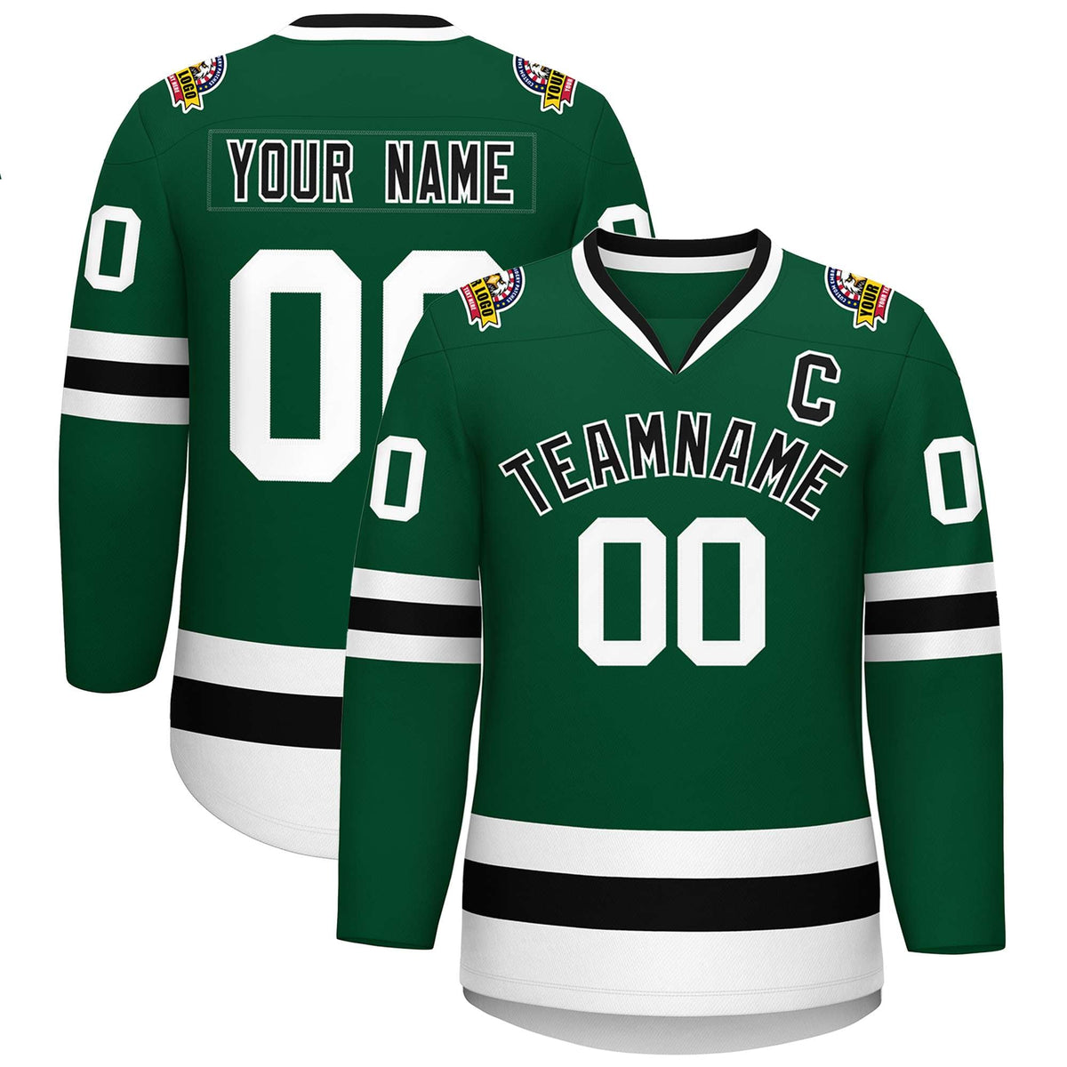 Custom Green Black-White Classic Style Hockey Jersey | KXKSHOP