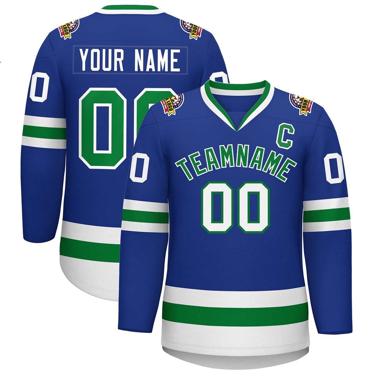 Custom Royal Kelly Green-White Classic Style Hockey Jersey | KXKSHOP