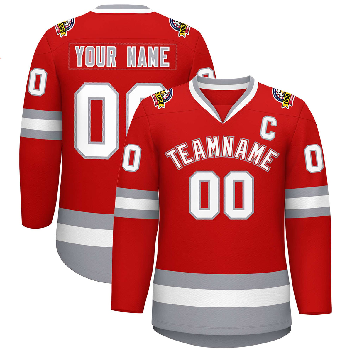 Custom Red White Red-Gray Classic Style Hockey Jersey | KXKSHOP