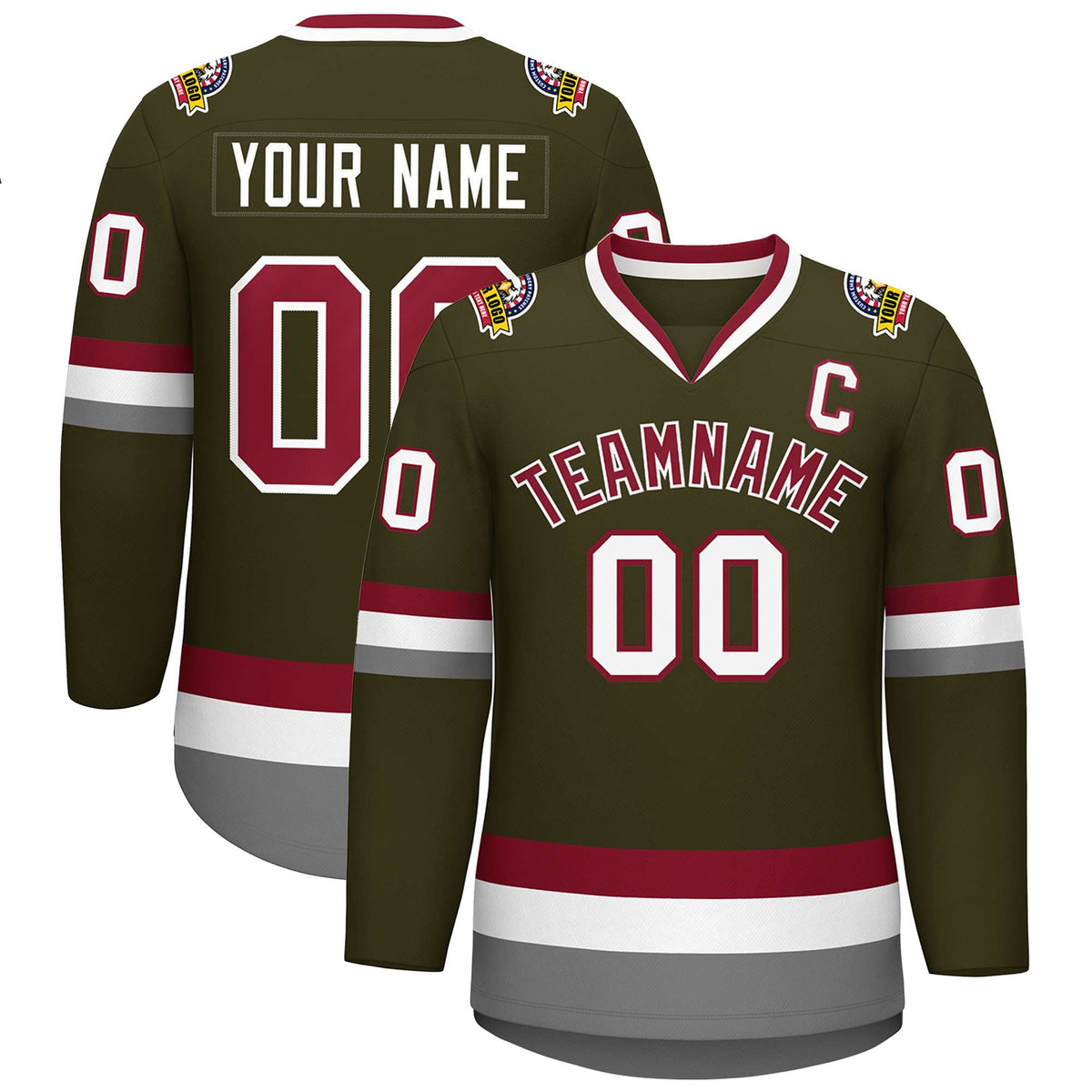 Custom Olive Crimson-White Classic Style Hockey Jersey | KXKSHOP