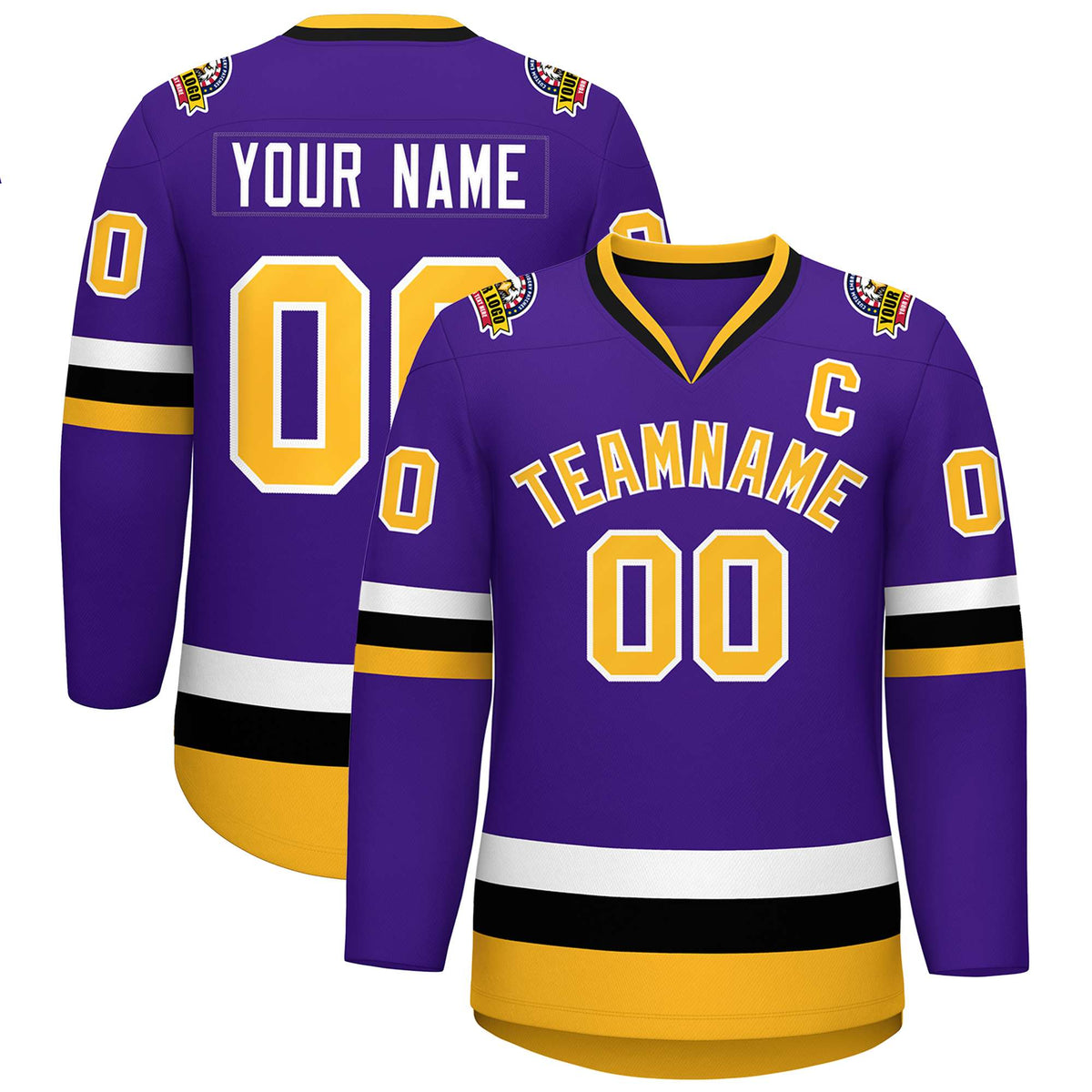 Custom Purple Gold-White Classic Style Hockey Jersey | KXKSHOP