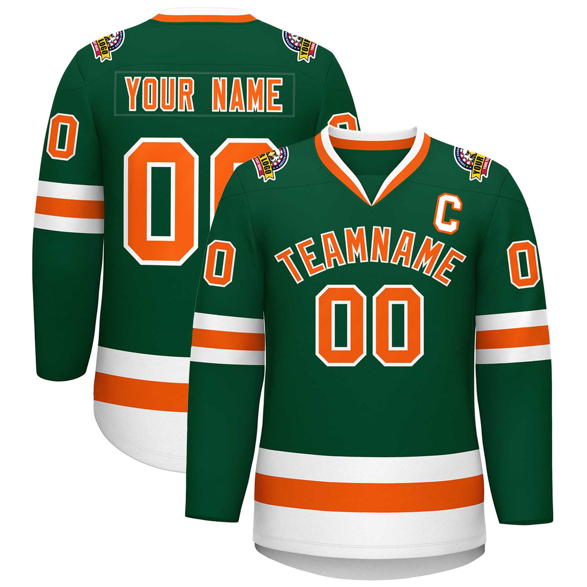 Custom Green Orange-White Classic Style Hockey Jersey | KXKSHOP