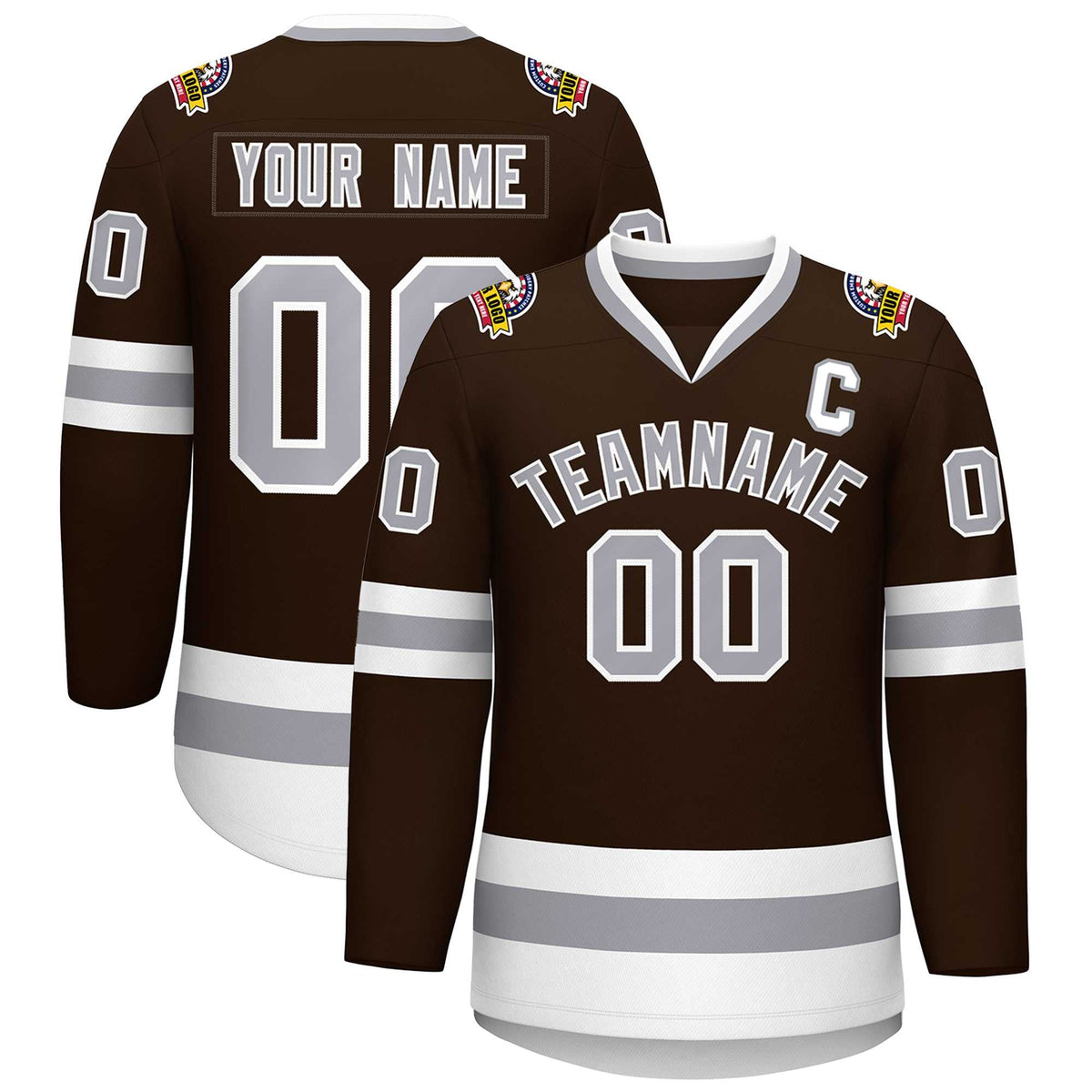 Custom Brown Gray-White Classic Style Hockey Jersey | KXKSHOP