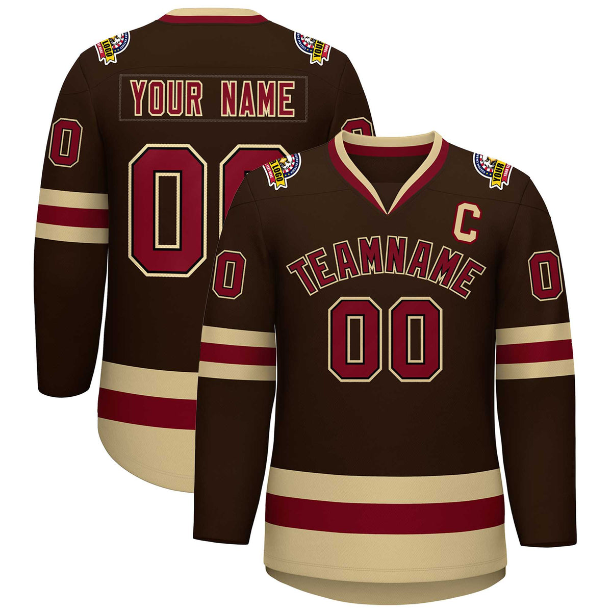 Custom Brown Crimson-Black Classic Style Hockey Jersey | KXKSHOP