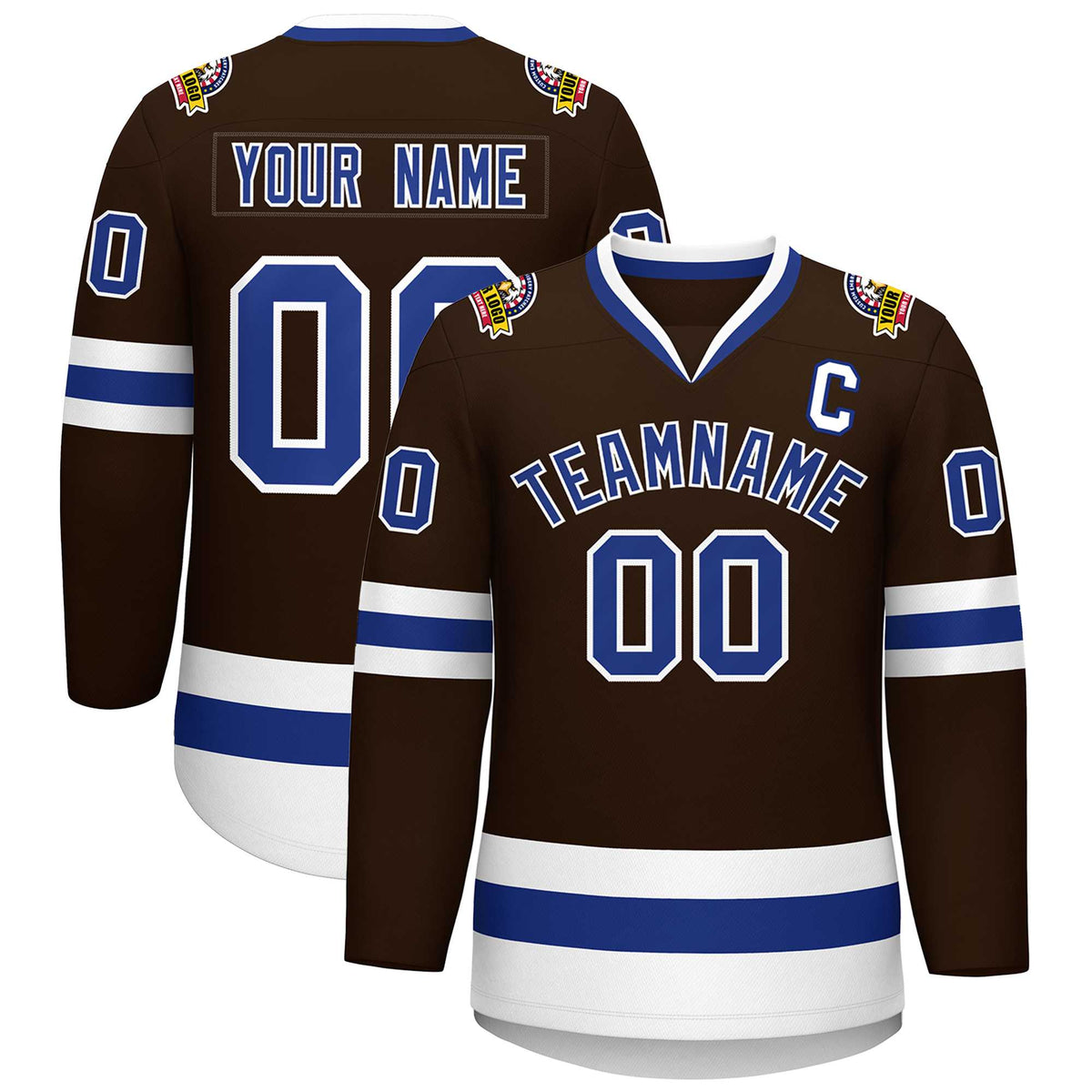 Custom Brown Royal-White Classic Style Hockey Jersey | KXKSHOP
