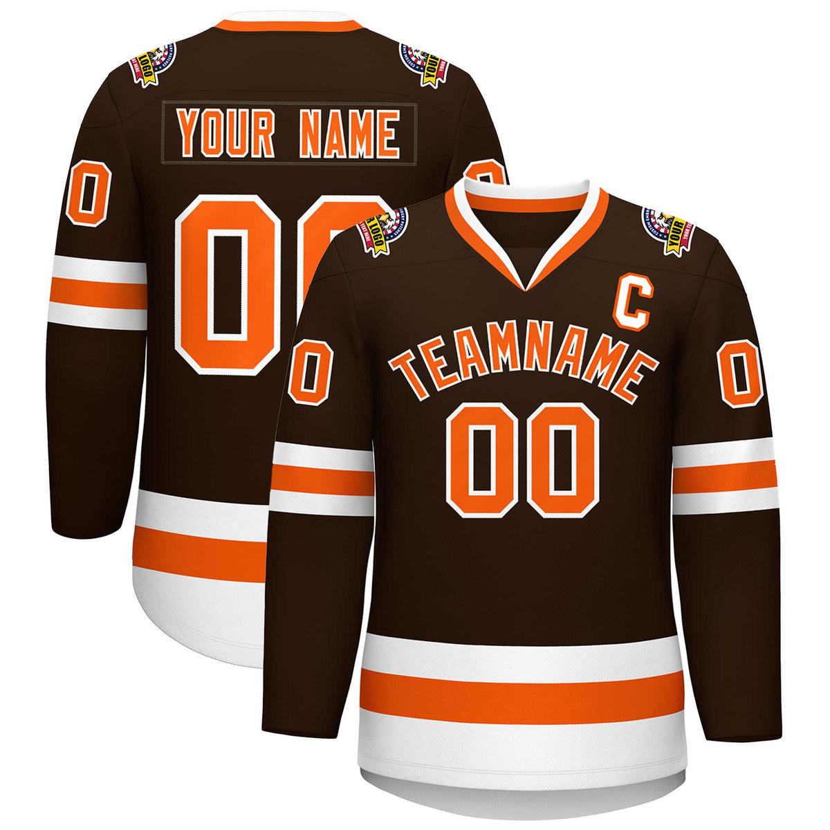 Custom Brown Orange-White Classic Style Hockey Jersey | KXKSHOP