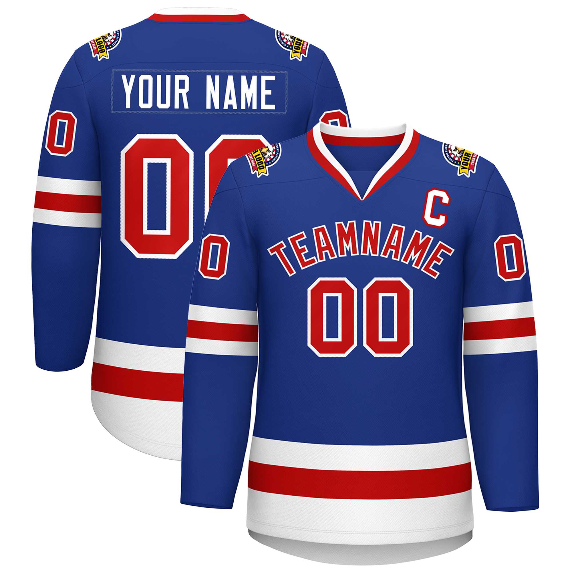 Custom Royal Red-White Classic Style Hockey Jersey | KXKSHOP