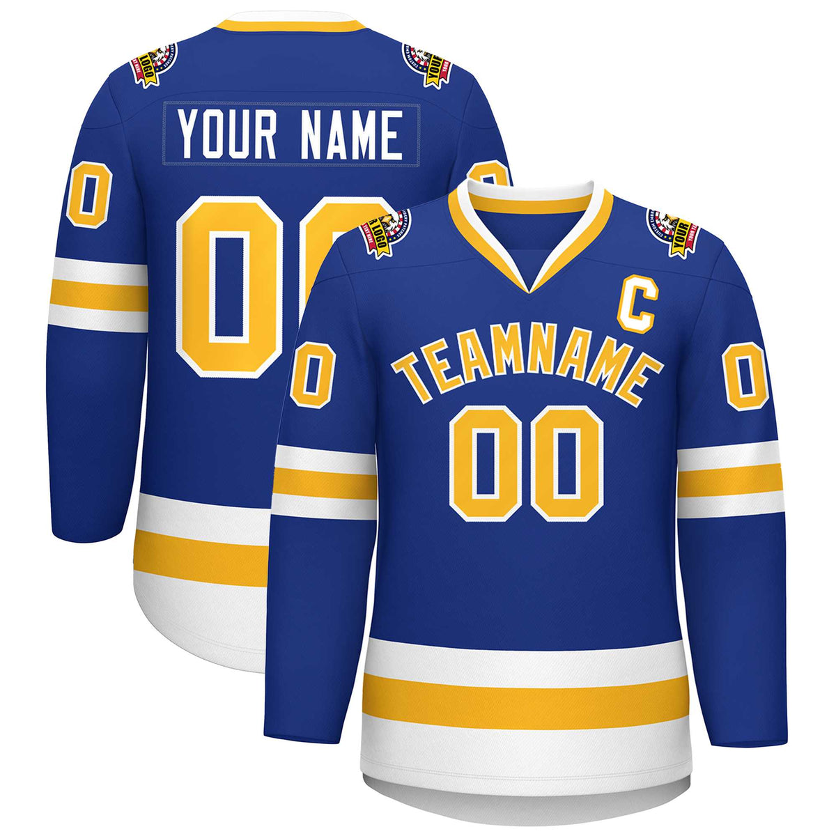 Custom Royal Gold-White Classic Style Hockey Jersey | KXKSHOP