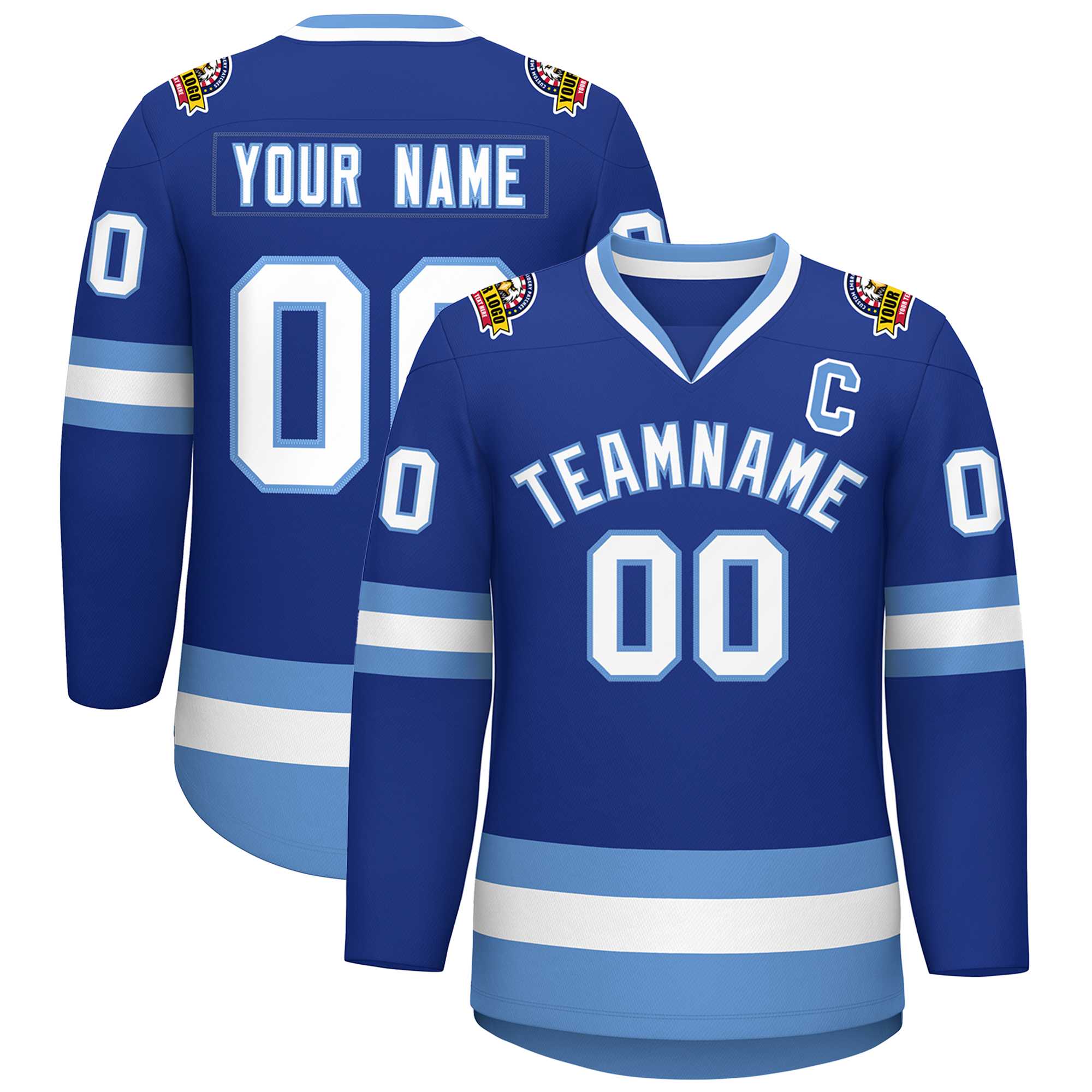 Custom Royal White-Light Blue Classic Style Hockey Jersey | KXKSHOP