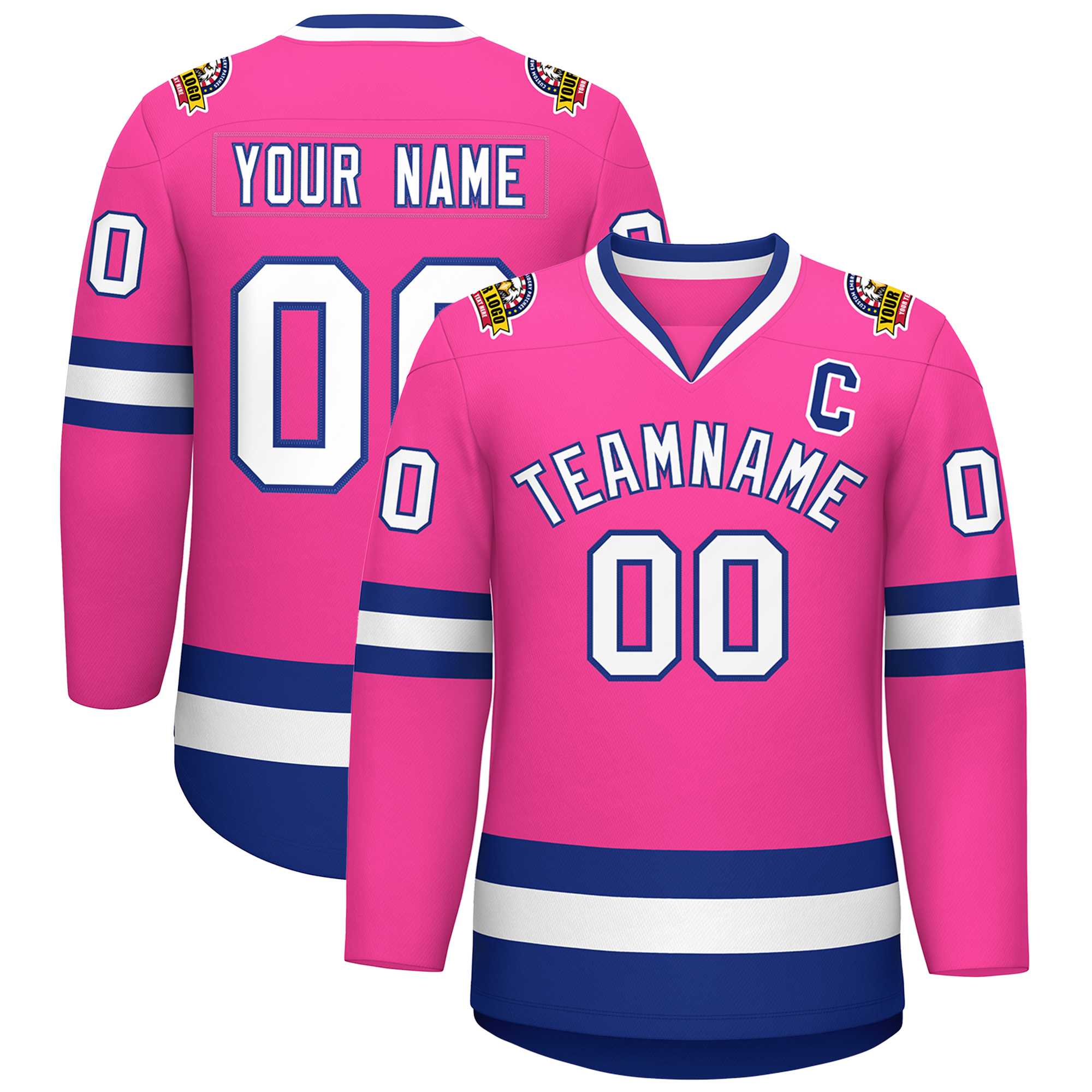 Custom Pink White-Royal Classic Style Hockey Jersey | KXKSHOP