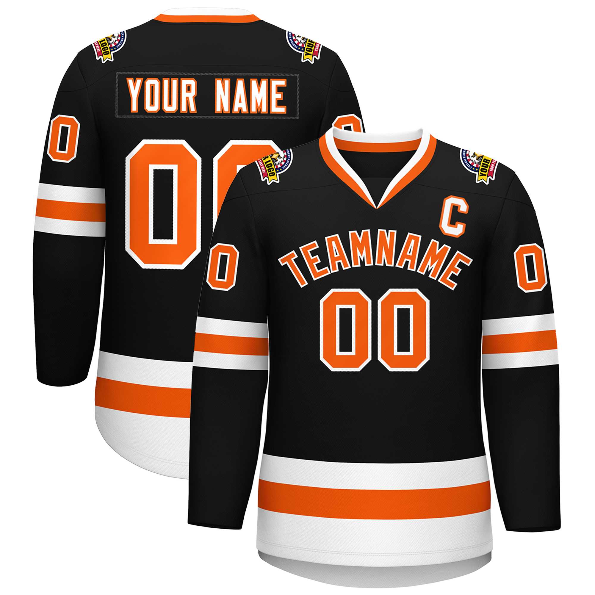 Custom Black Orange-White Classic Style Hockey Jersey | KXKSHOP