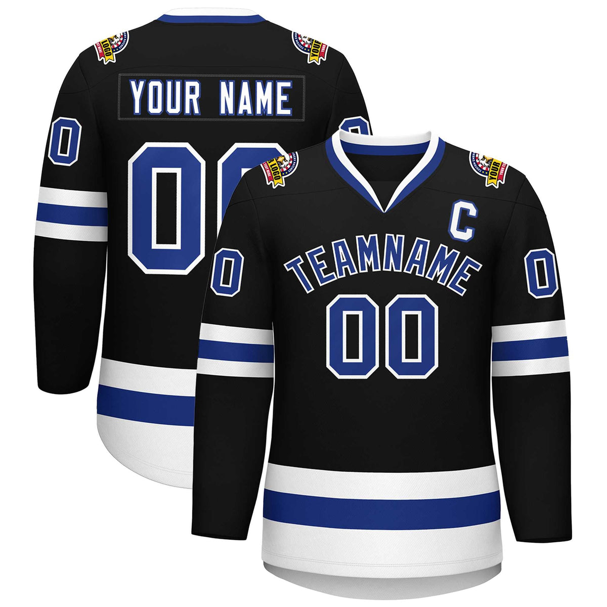 Custom Black Royal-White Classic Style Hockey Jersey | KXKSHOP