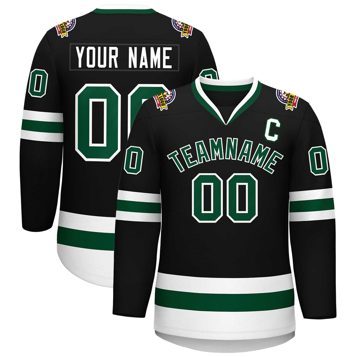 Custom Black Green-White Classic Style Hockey Jersey | KXKSHOP
