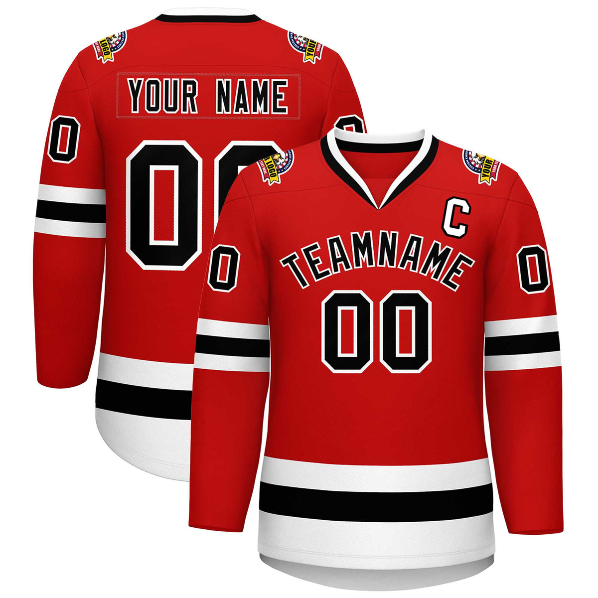 Custom Red Black-White Classic Style Hockey Jersey | KXKSHOP