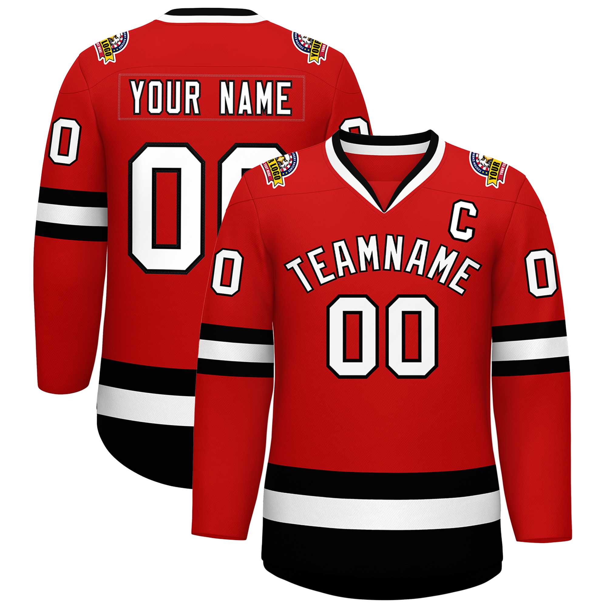 Custom Red White-Black Classic Style Hockey Jersey | KXKSHOP