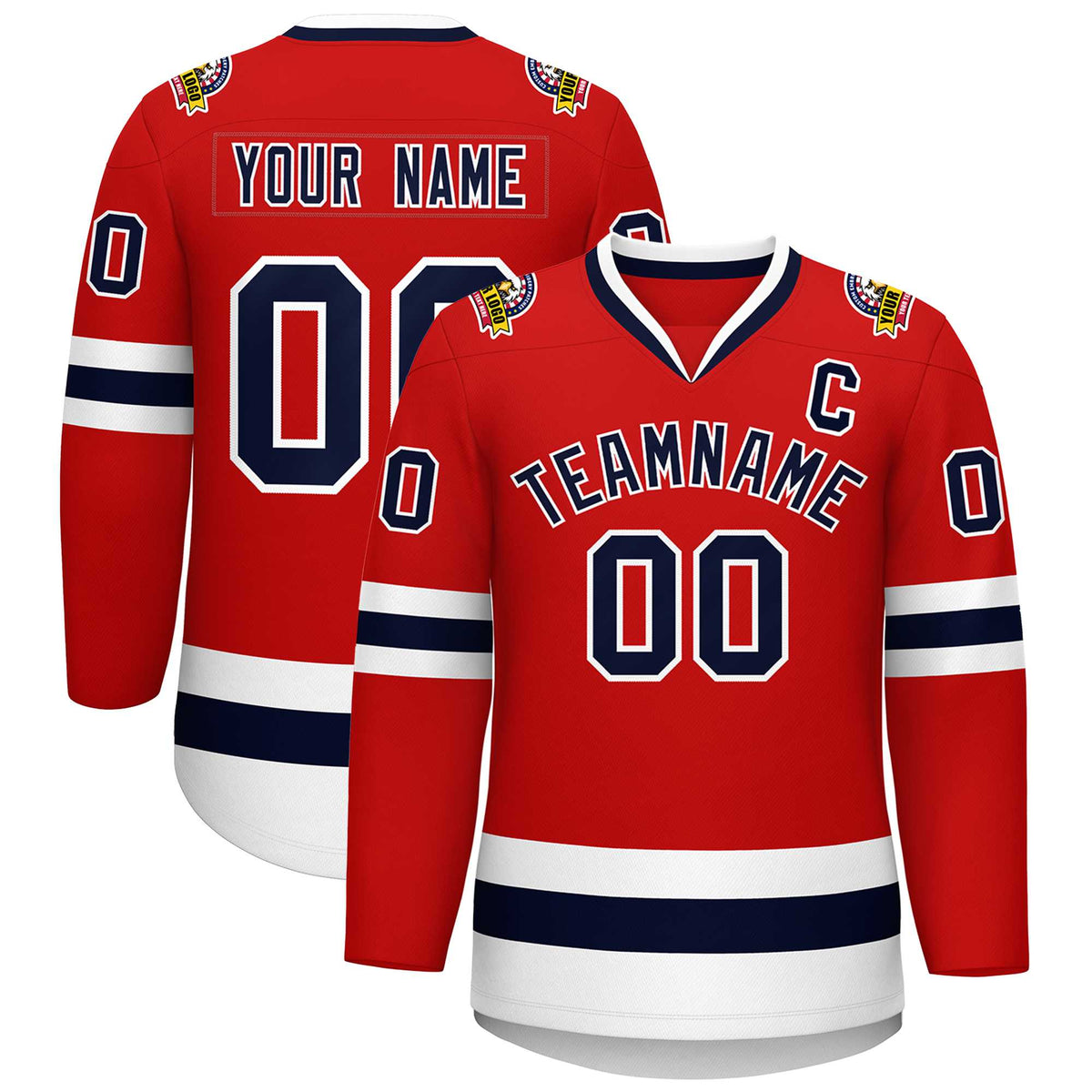 Custom Red Navy-White Classic Style Hockey Jersey | KXKSHOP