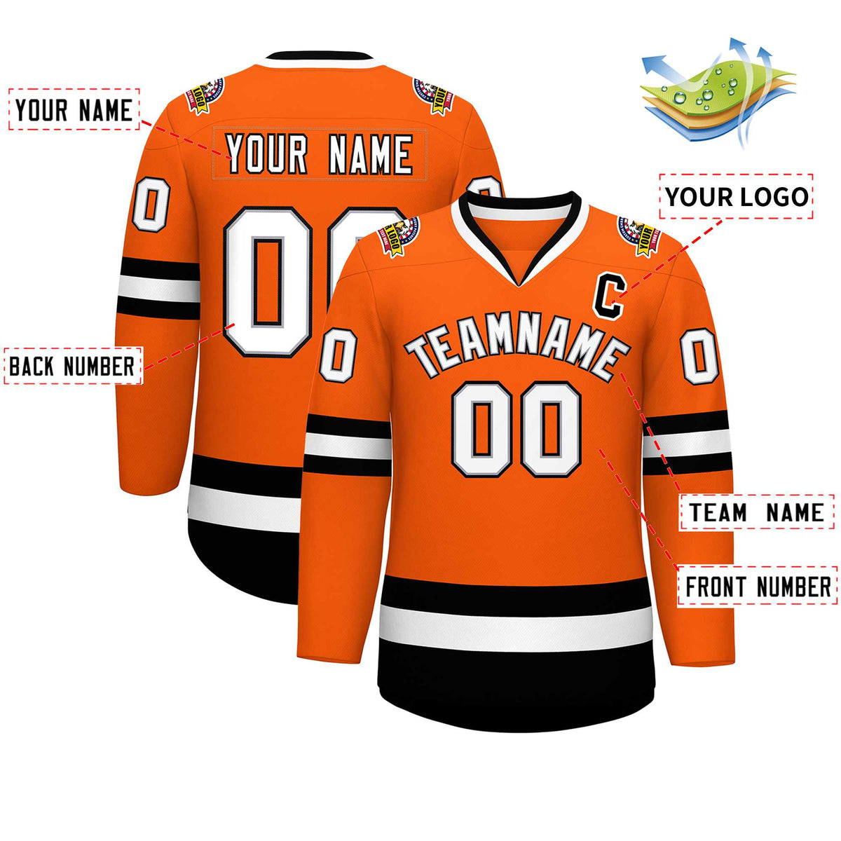 Custom Orange White Gray-Black Classic Style Hockey Jersey | KXKSHOP