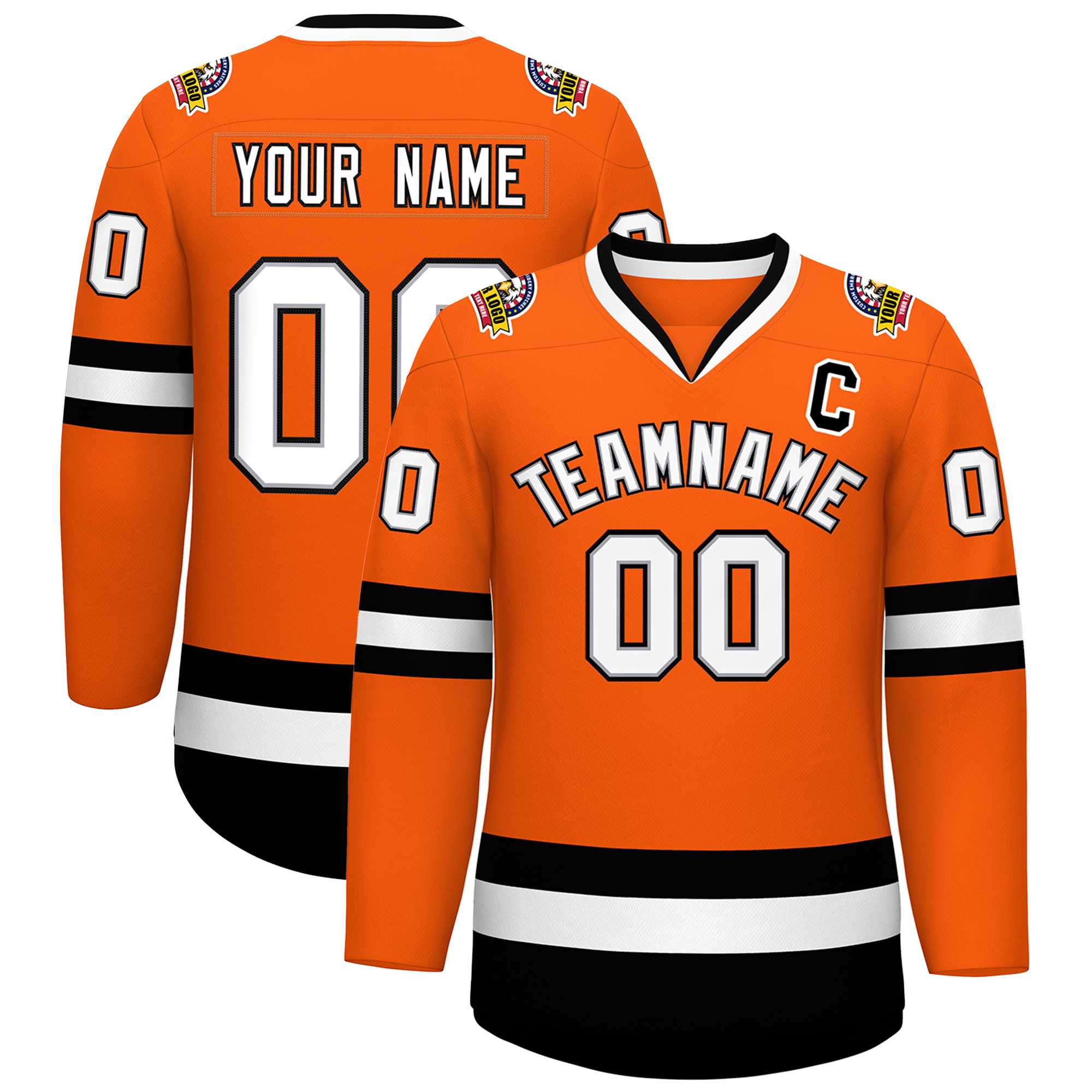 Custom Orange White Gray-Black Classic Style Hockey Jersey | KXKSHOP
