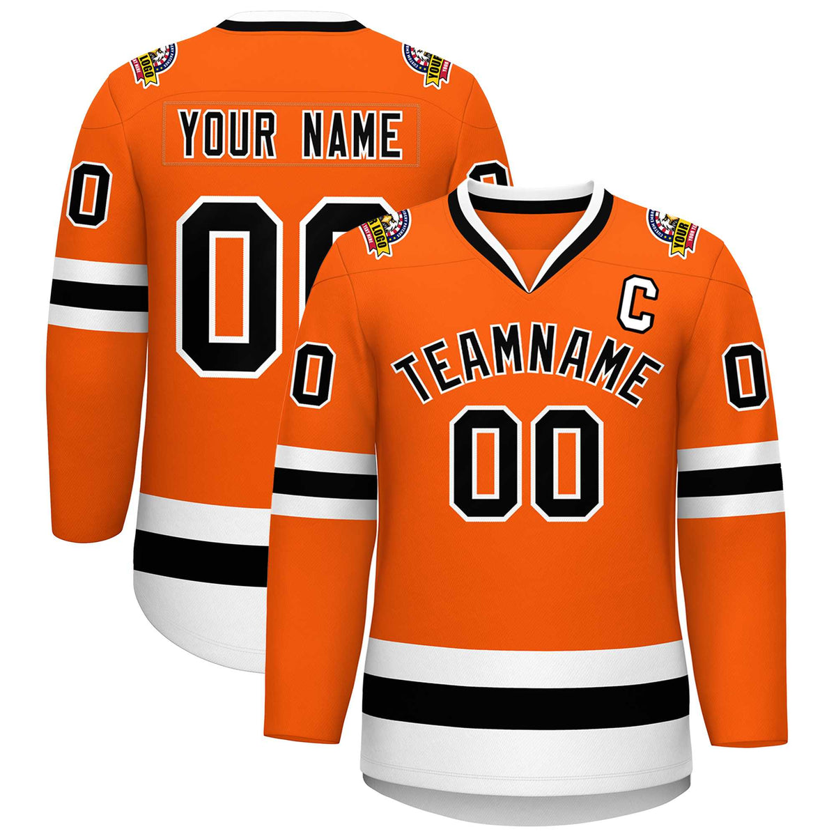 Custom Orange Black-White Classic Style Hockey Jersey | KXKSHOP