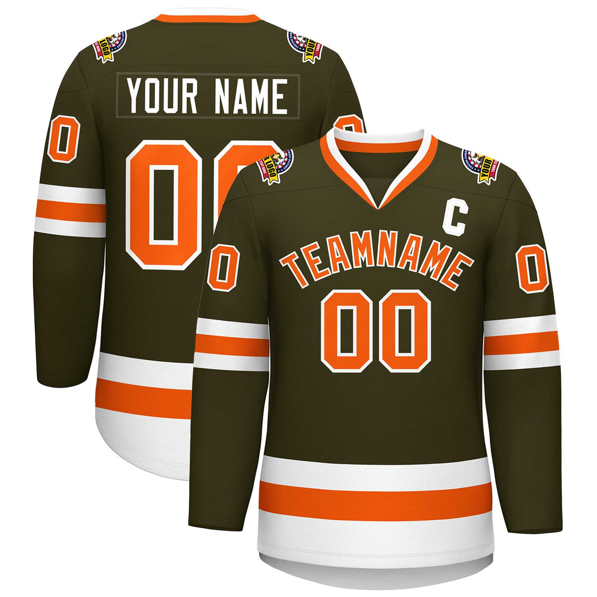 Custom Olive Orange-White Classic Style Hockey Jersey | KXKSHOP