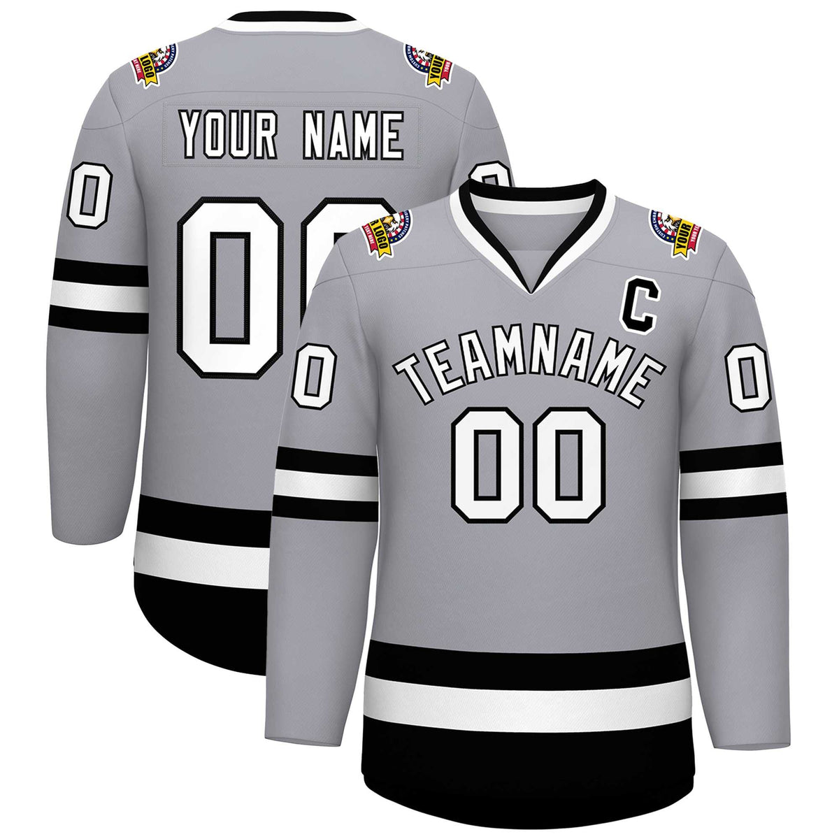 Custom Gray White-Black Classic Style Hockey Jersey | KXKSHOP