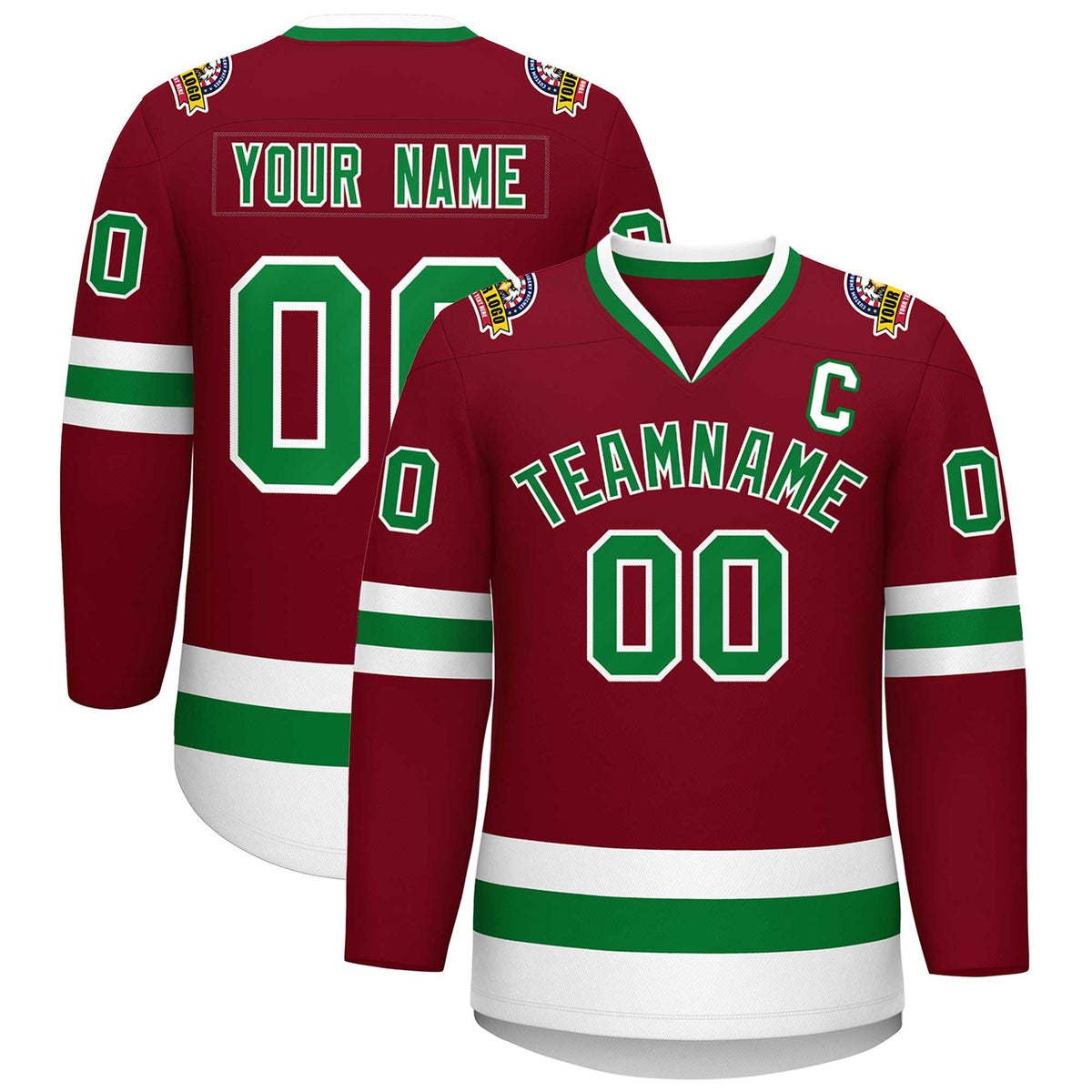 Custom Crimson Kelly Green-White Classic Style Hockey Jersey | KXKSHOP