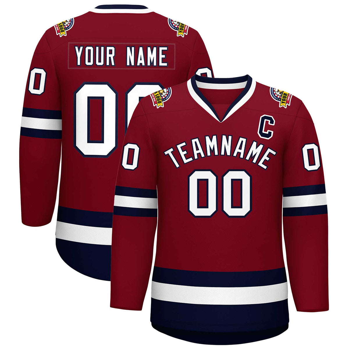 Custom Crimson White-Navy Classic Style Hockey Jersey | KXKSHOP