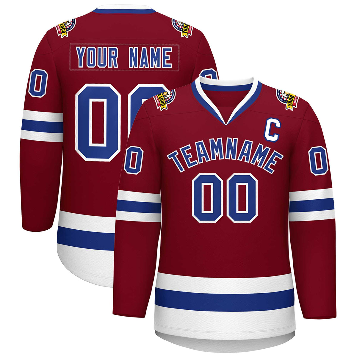 Custom Crimson Royal-White Classic Style Hockey Jersey | KXKSHOP