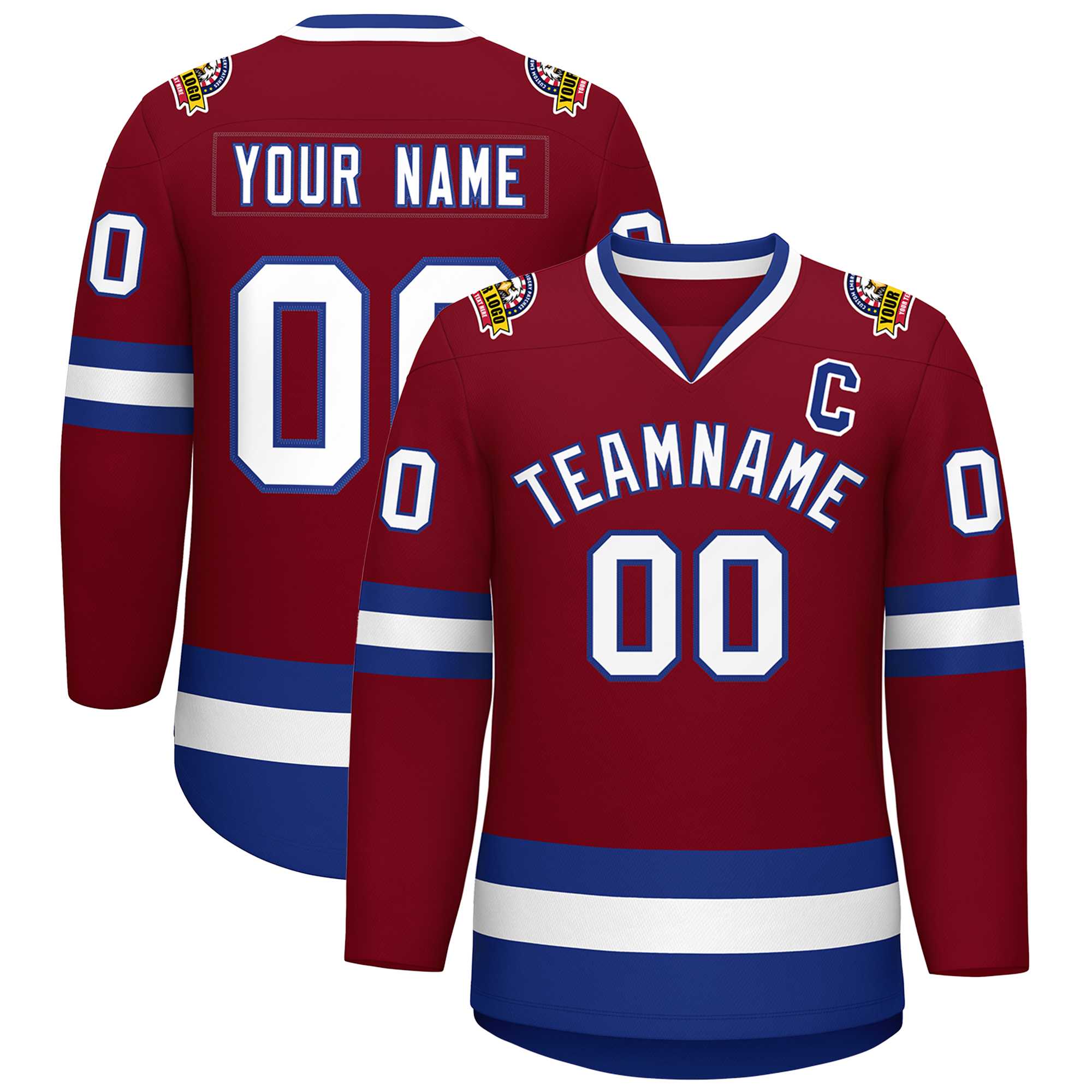 Custom Crimson White-Royal Classic Style Hockey Jersey | KXKSHOP