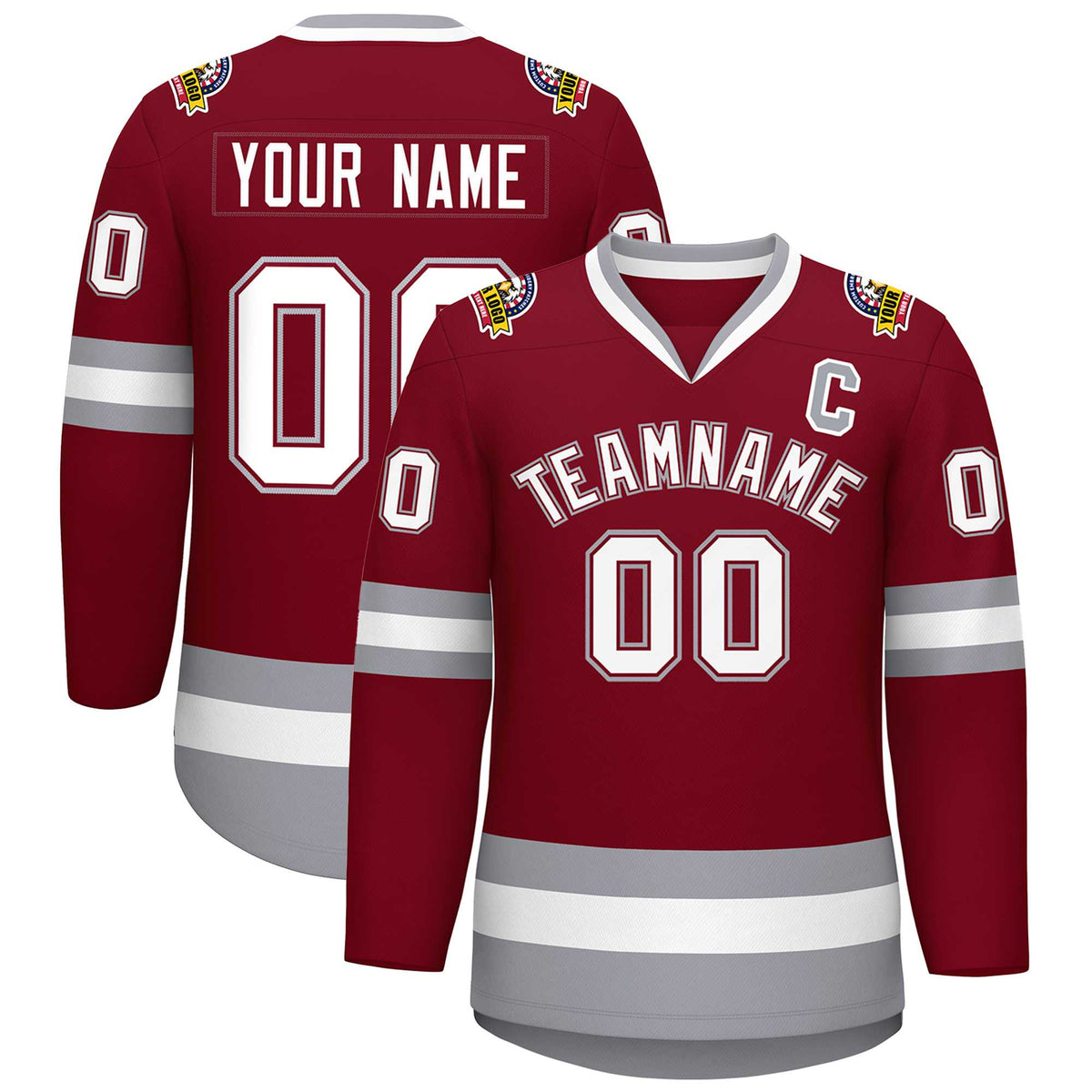 Custom Crimson White Crimson-Gray Classic Style Hockey Jersey | KXKSHOP