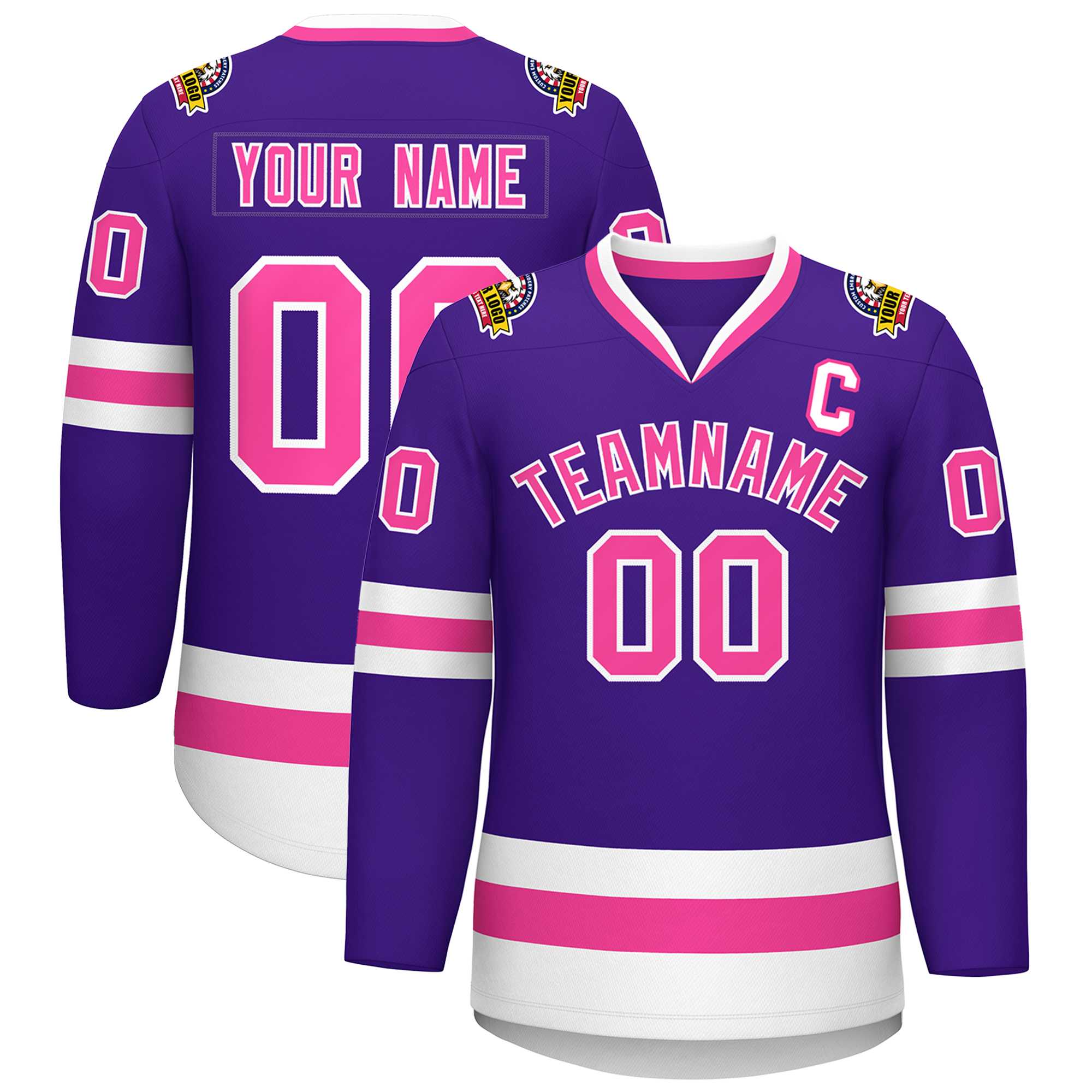 Custom Purple Pink-White Classic Style Hockey Jersey | KXKSHOP