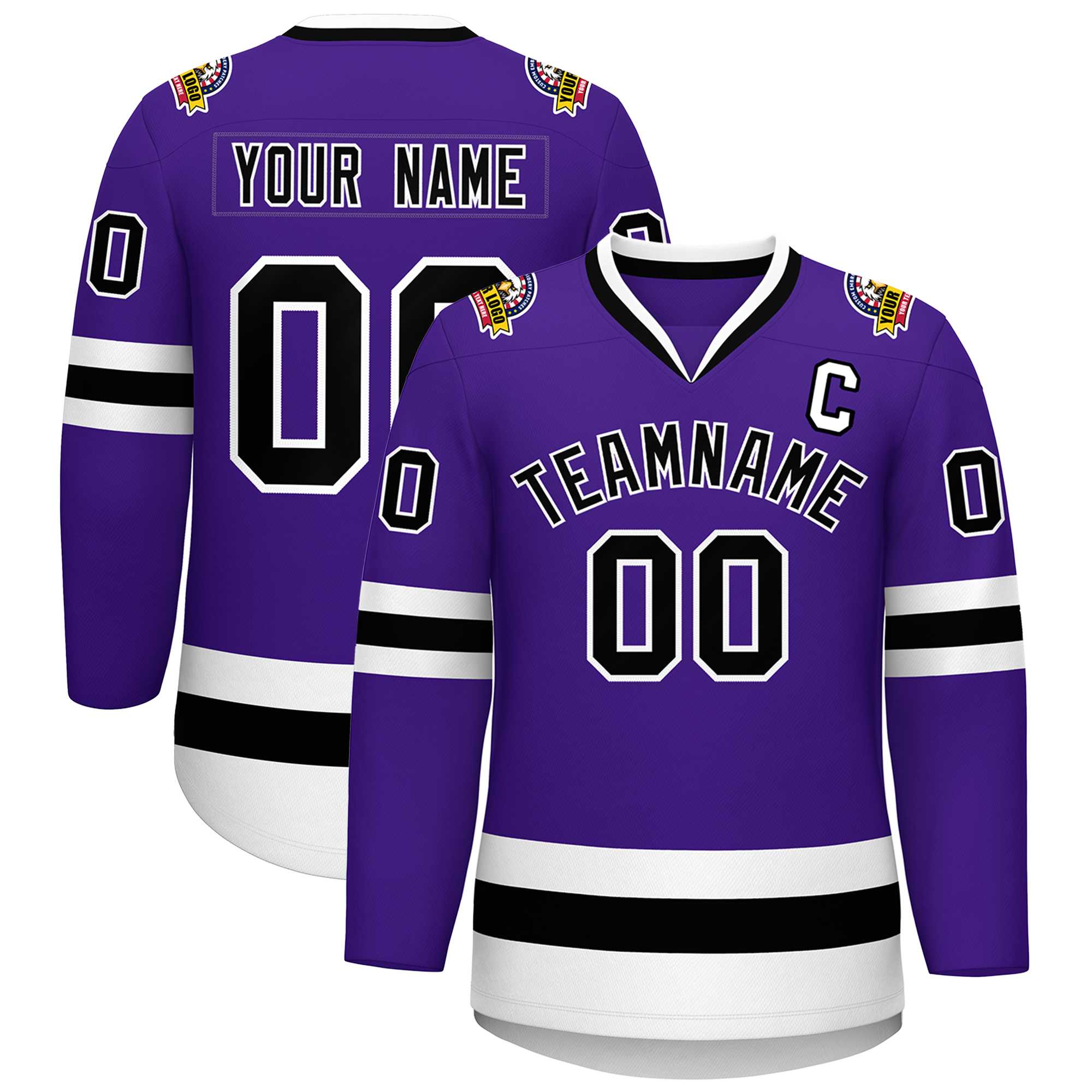 Custom Purple Black-White Classic Style Hockey Jersey | KXKSHOP