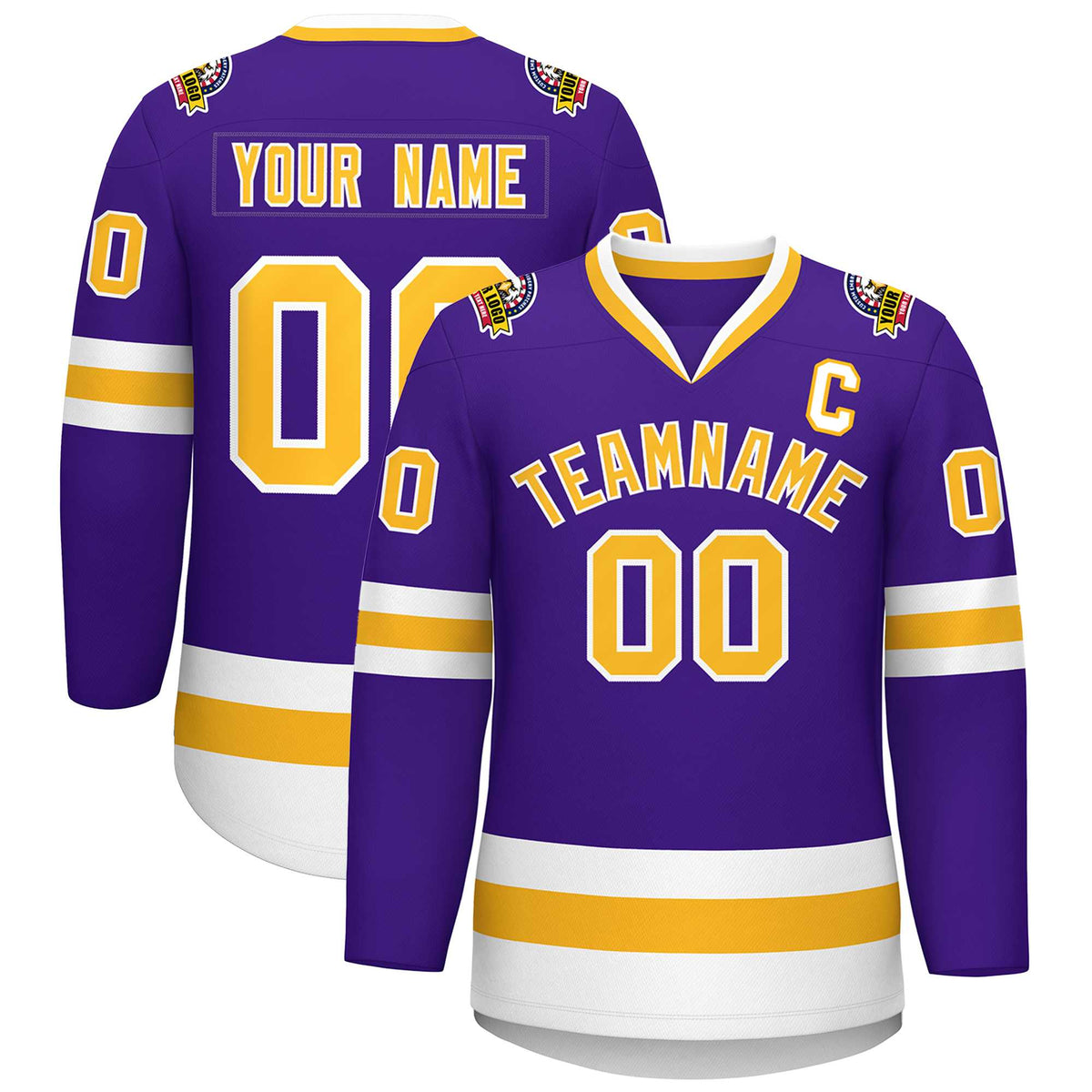 Custom Purple Gold-White Classic Style Hockey Jersey | KXKSHOP