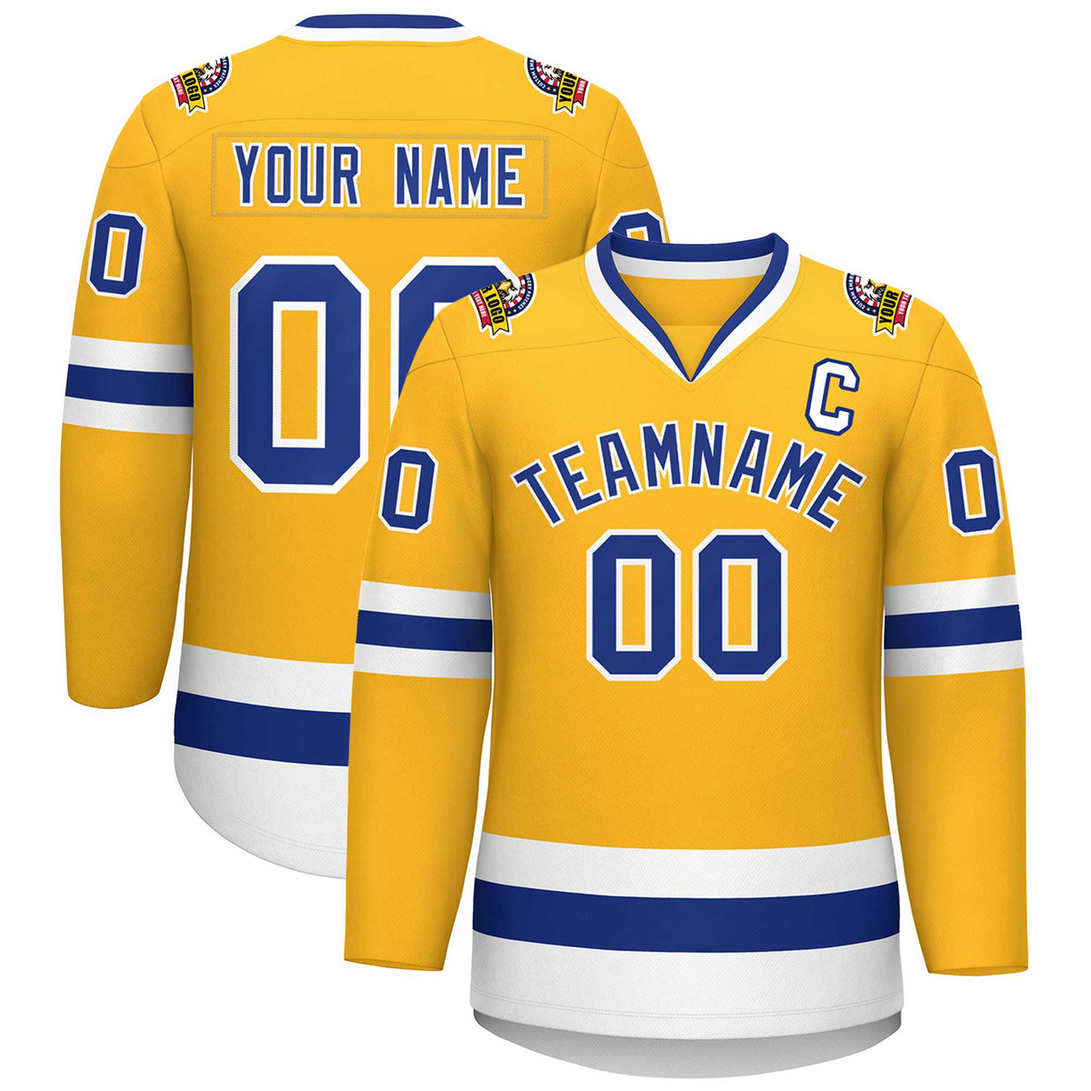 Custom Gold Royal-White Classic Style Hockey Jersey | KXKSHOP