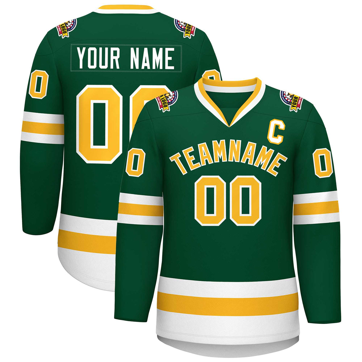 Custom Green Gold-White Classic Style Hockey Jersey | KXKSHOP