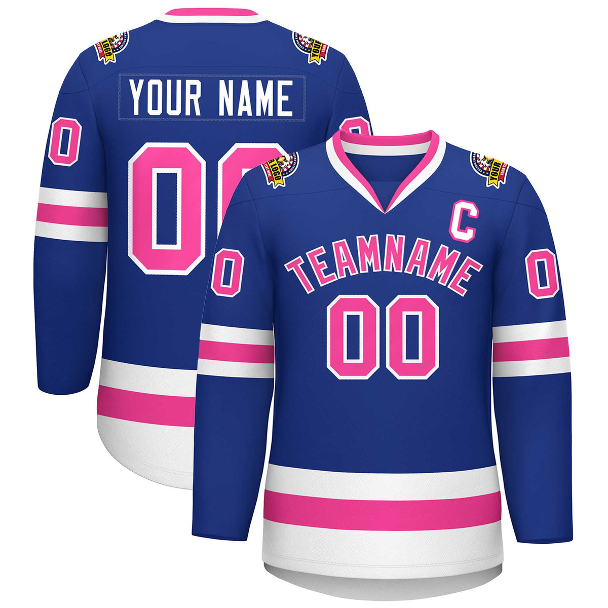 Custom Royal Pink-White Classic Style Hockey Jersey | KXKSHOP