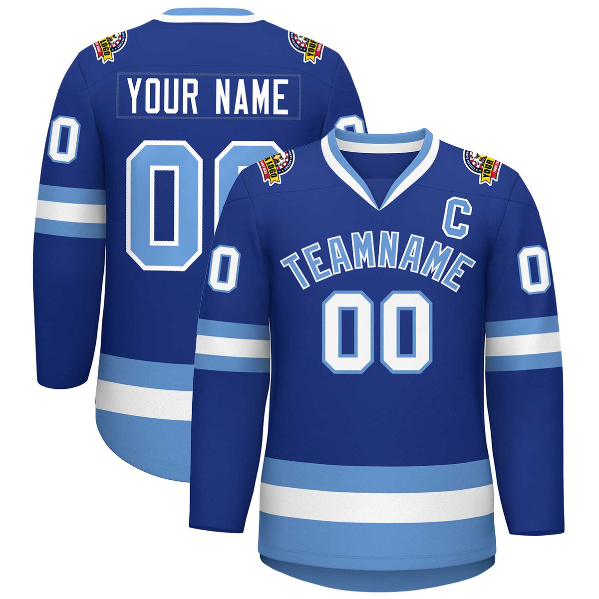 Custom Royal Light Blue-White Classic Style Hockey Jersey | KXKSHOP