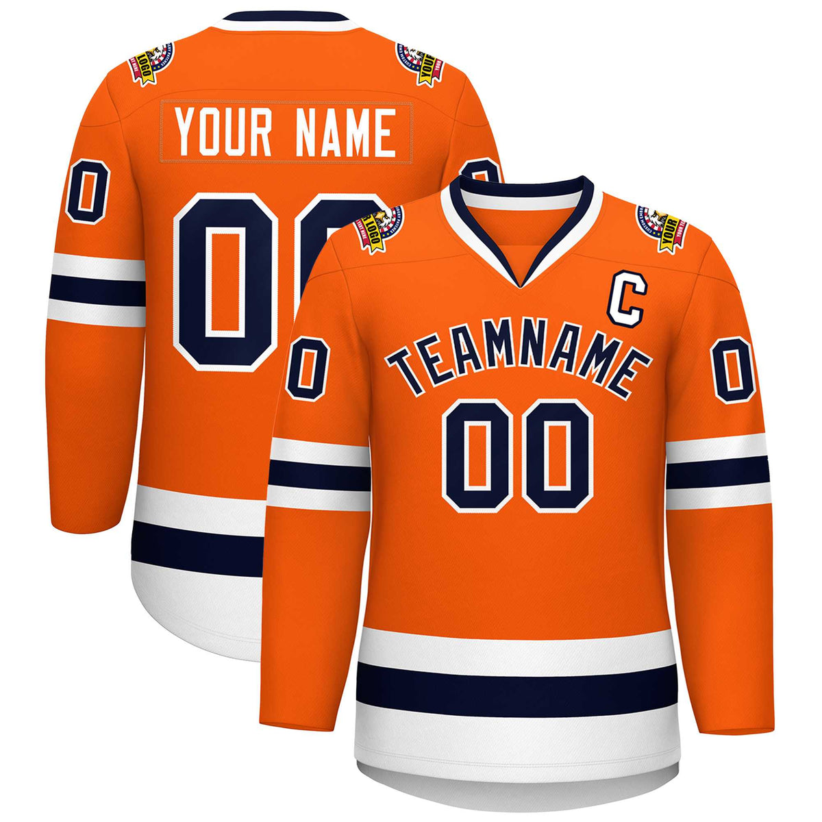Custom Orange Navy-White Classic Style Hockey Jersey | KXKSHOP