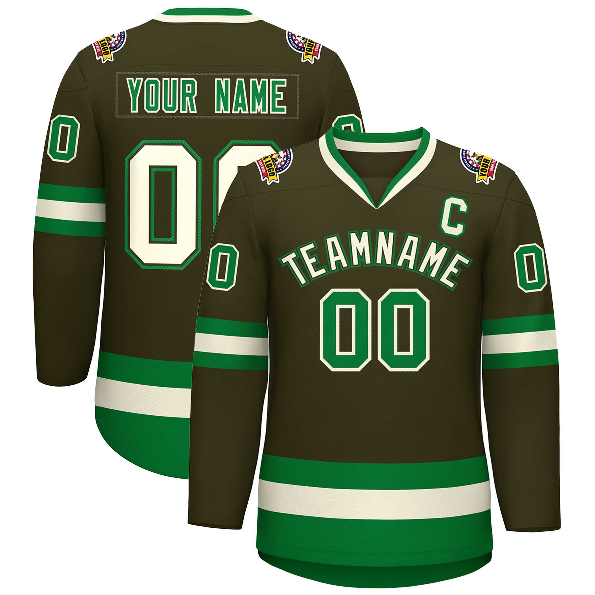 Custom Olive Khaki Olive-Kelly Green Classic Style Hockey Jersey | KXKSHOP