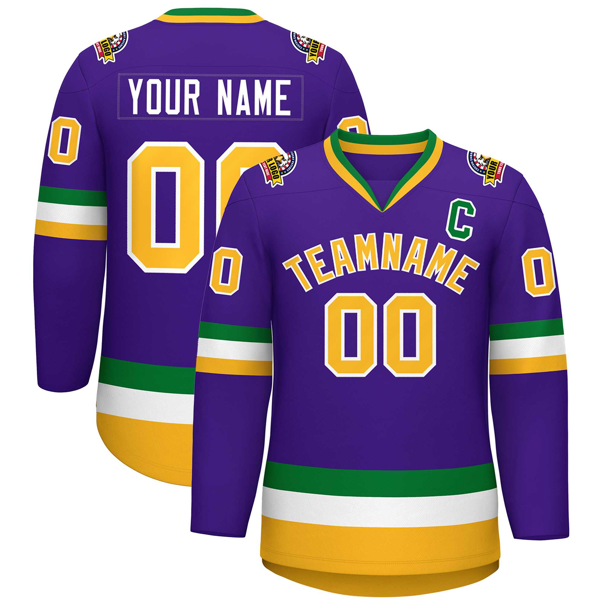 Custom Purple Gold-White Classic Style Hockey Jersey | KXKSHOP
