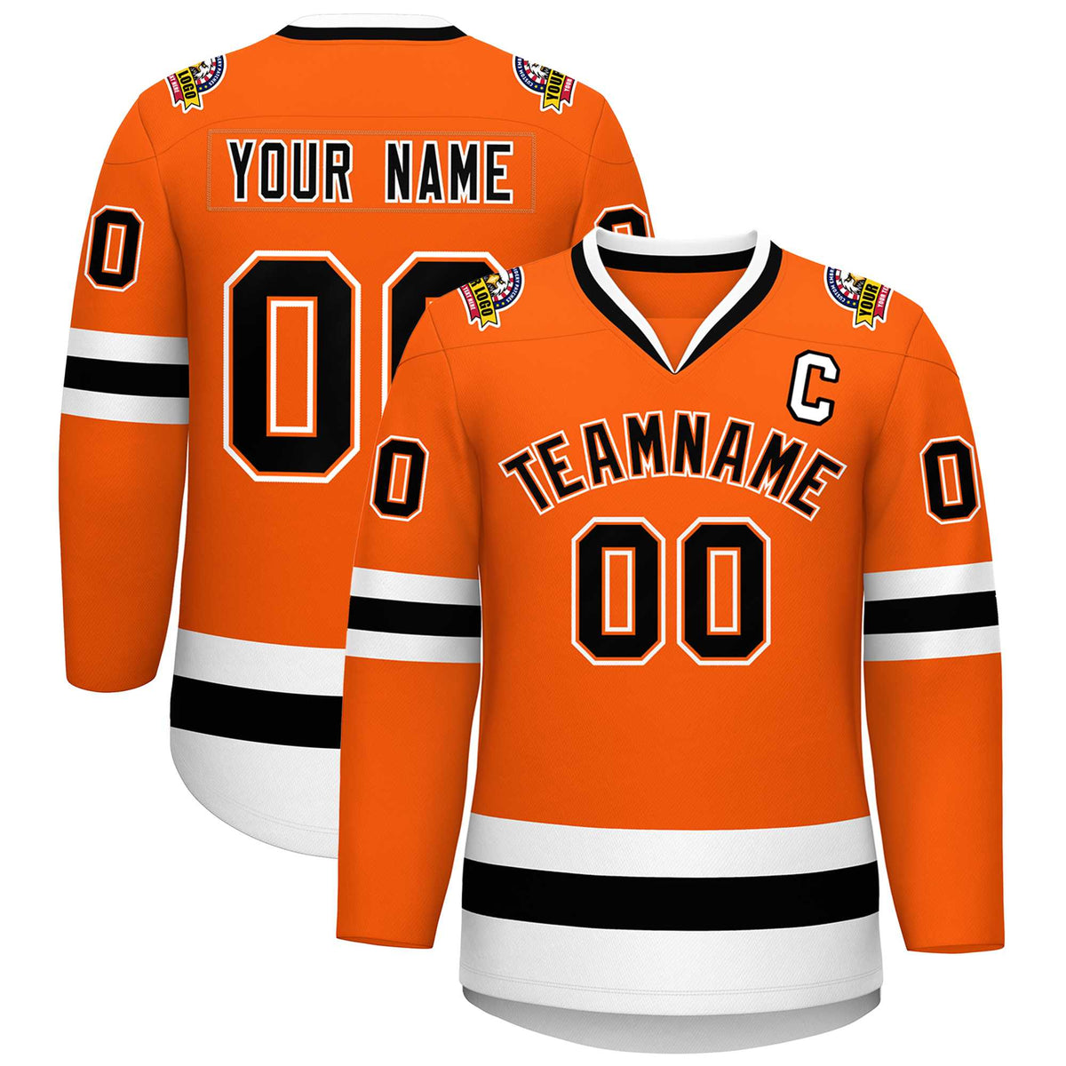 Custom Orange Black Orange-White Classic Style Hockey Jersey | KXKSHOP