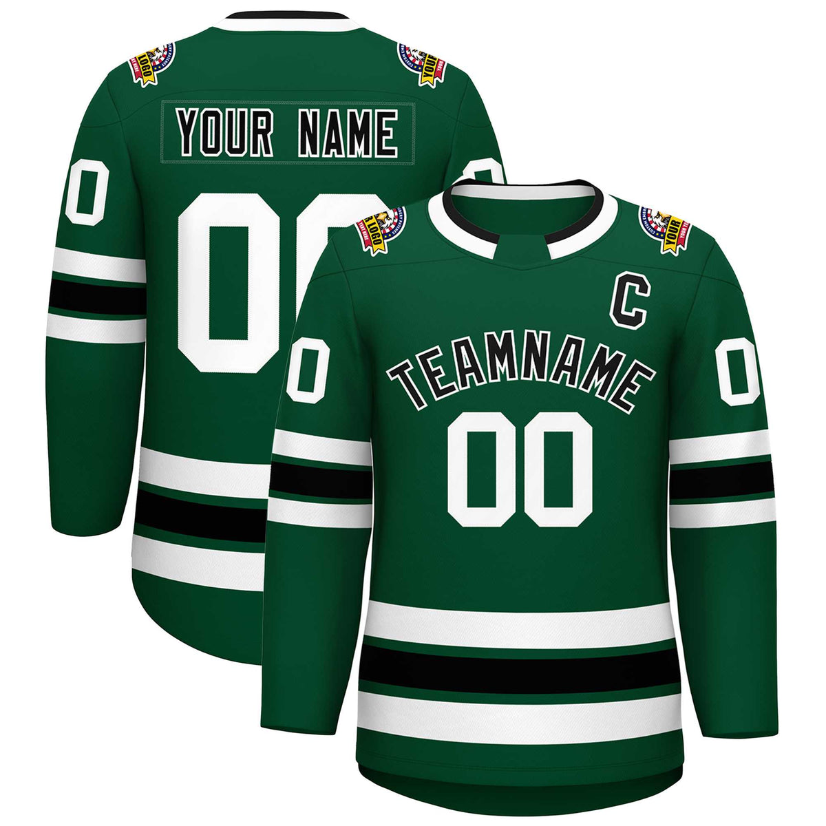 Custom Green Black-White Classic Style Hockey Jersey | KXKSHOP