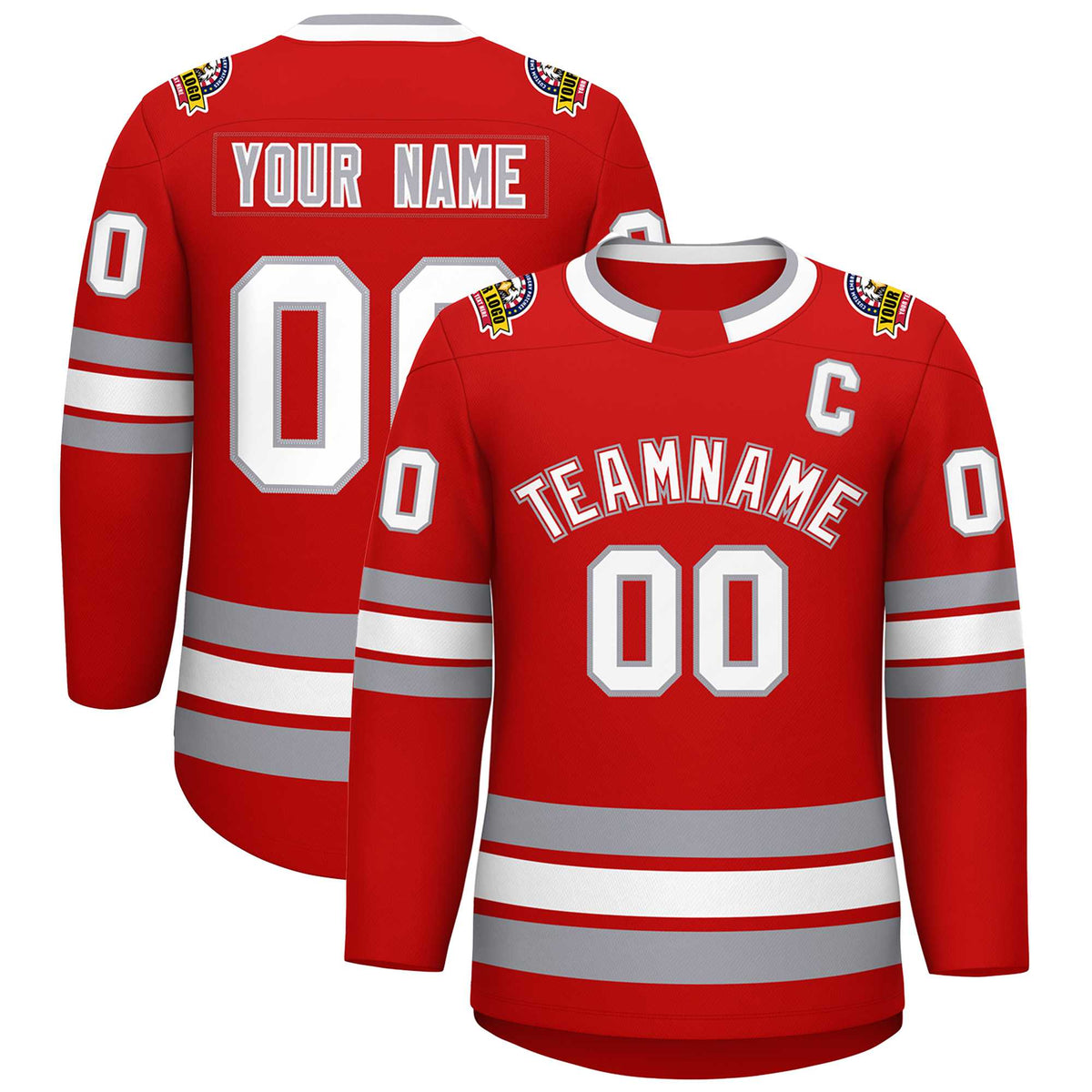 Custom Red White Red-Gray Classic Style Hockey Jersey | KXKSHOP