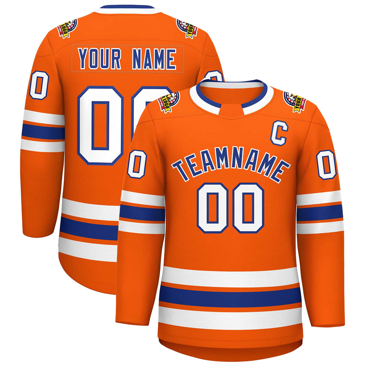 Custom Orange Royal-White Classic Style Hockey Jersey | KXKSHOP