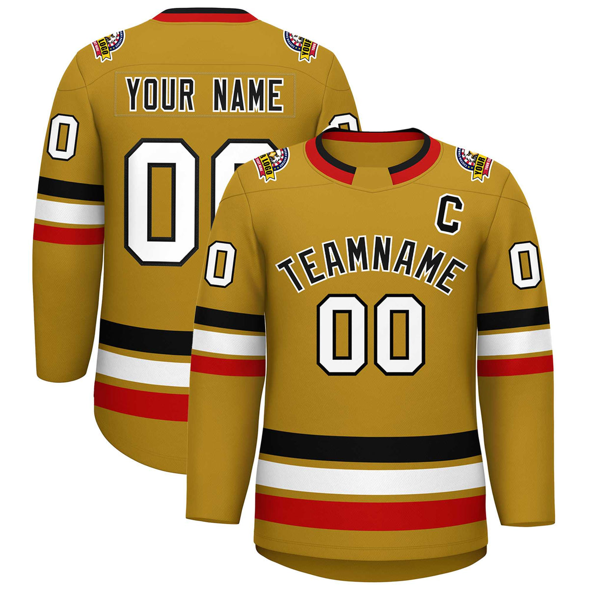 Custom Old Gold Black-White Classic Style Hockey Jersey | KXKSHOP